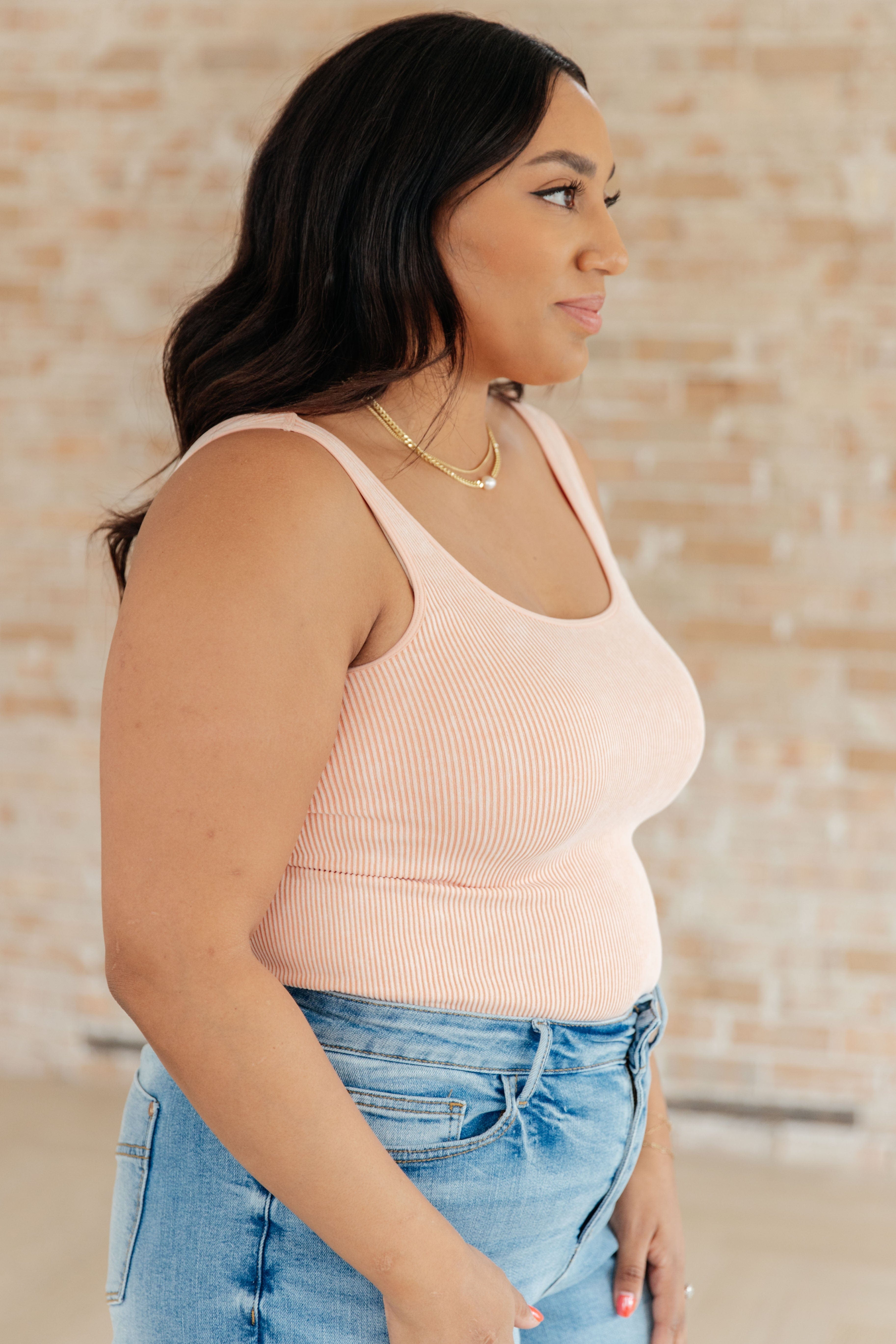 Fundamentals Ribbed Seamless Reversible Tank in Peach-Womens-Stay Foxy Boutique, Florissant, Missouri