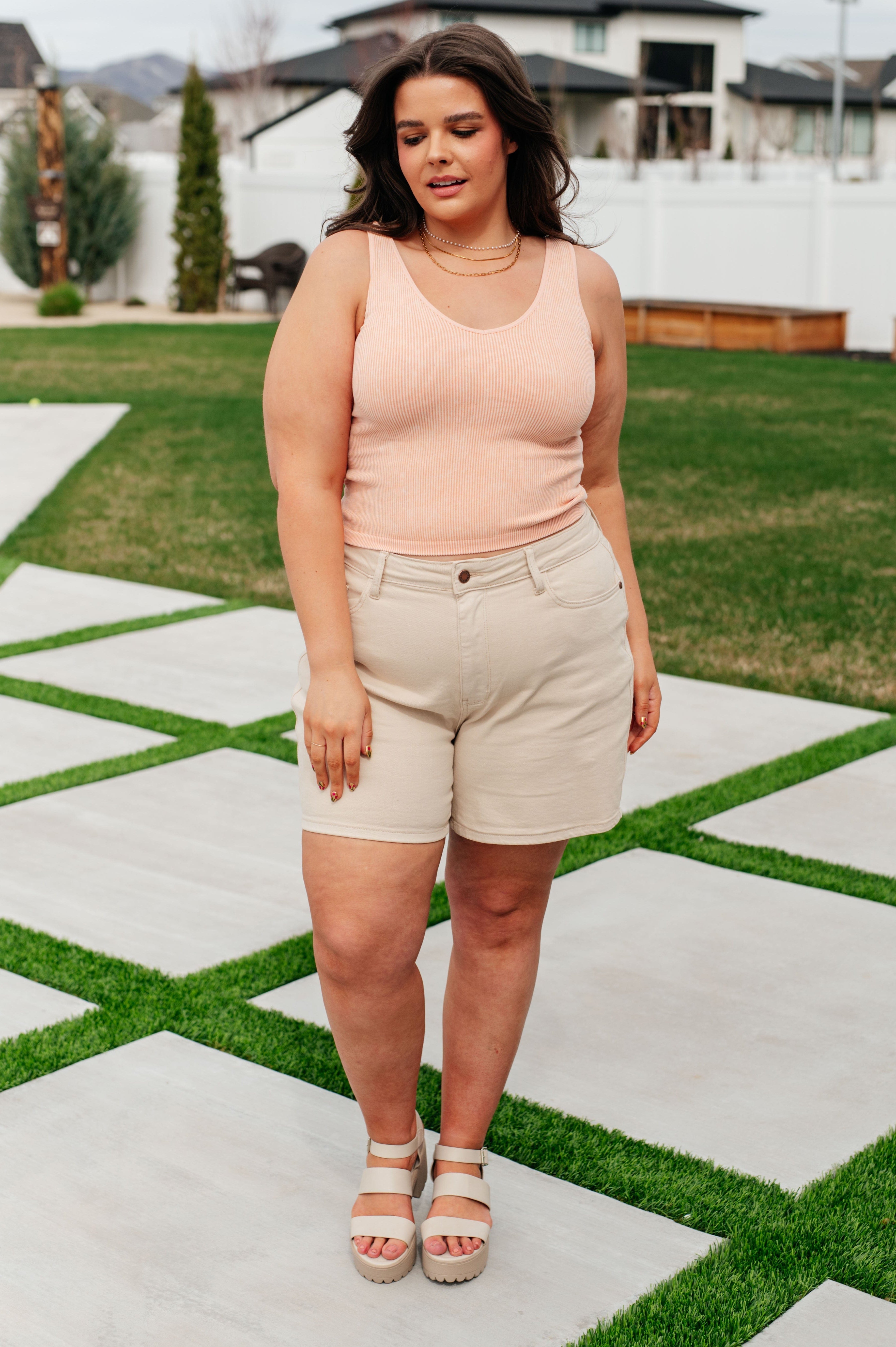 Fundamentals Ribbed Seamless Reversible Tank in Peach-Womens-Stay Foxy Boutique, Florissant, Missouri