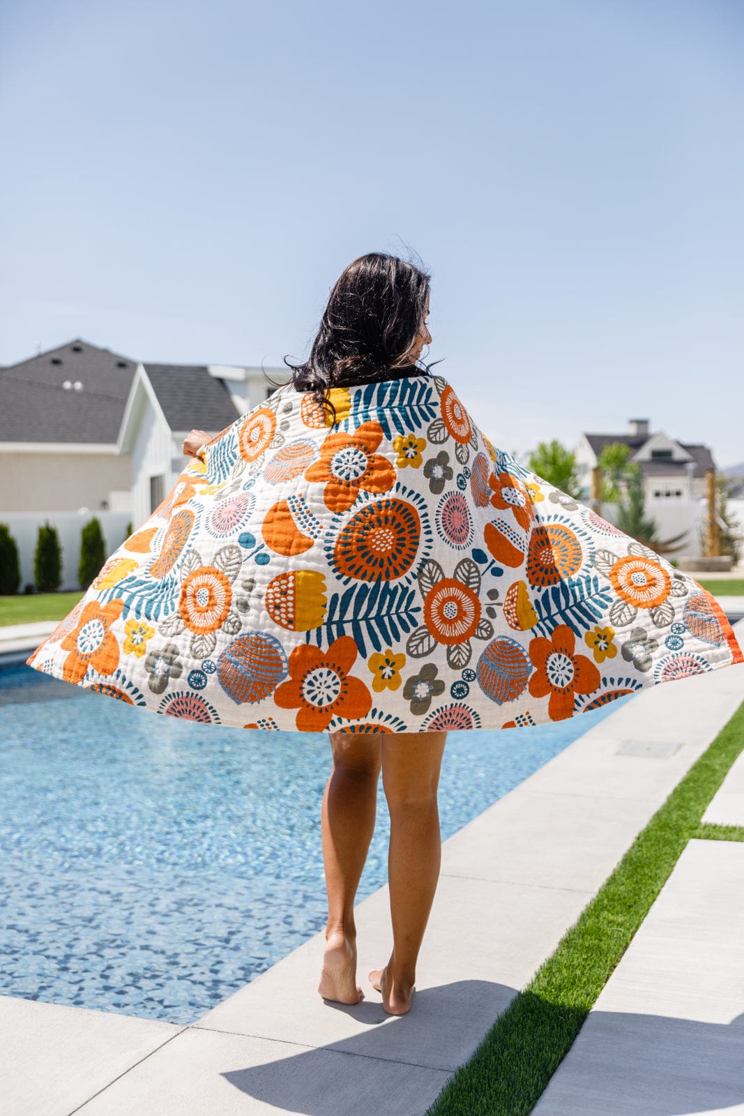 Luxury Beach Towel in Bright Retro Floral-Home & Decor-Stay Foxy Boutique, Florissant, Missouri