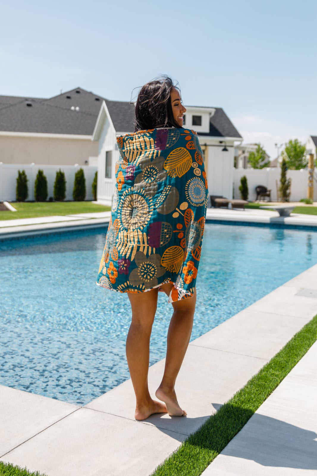 Luxury Beach Towel in Bright Retro Floral-Home & Decor-Stay Foxy Boutique, Florissant, Missouri