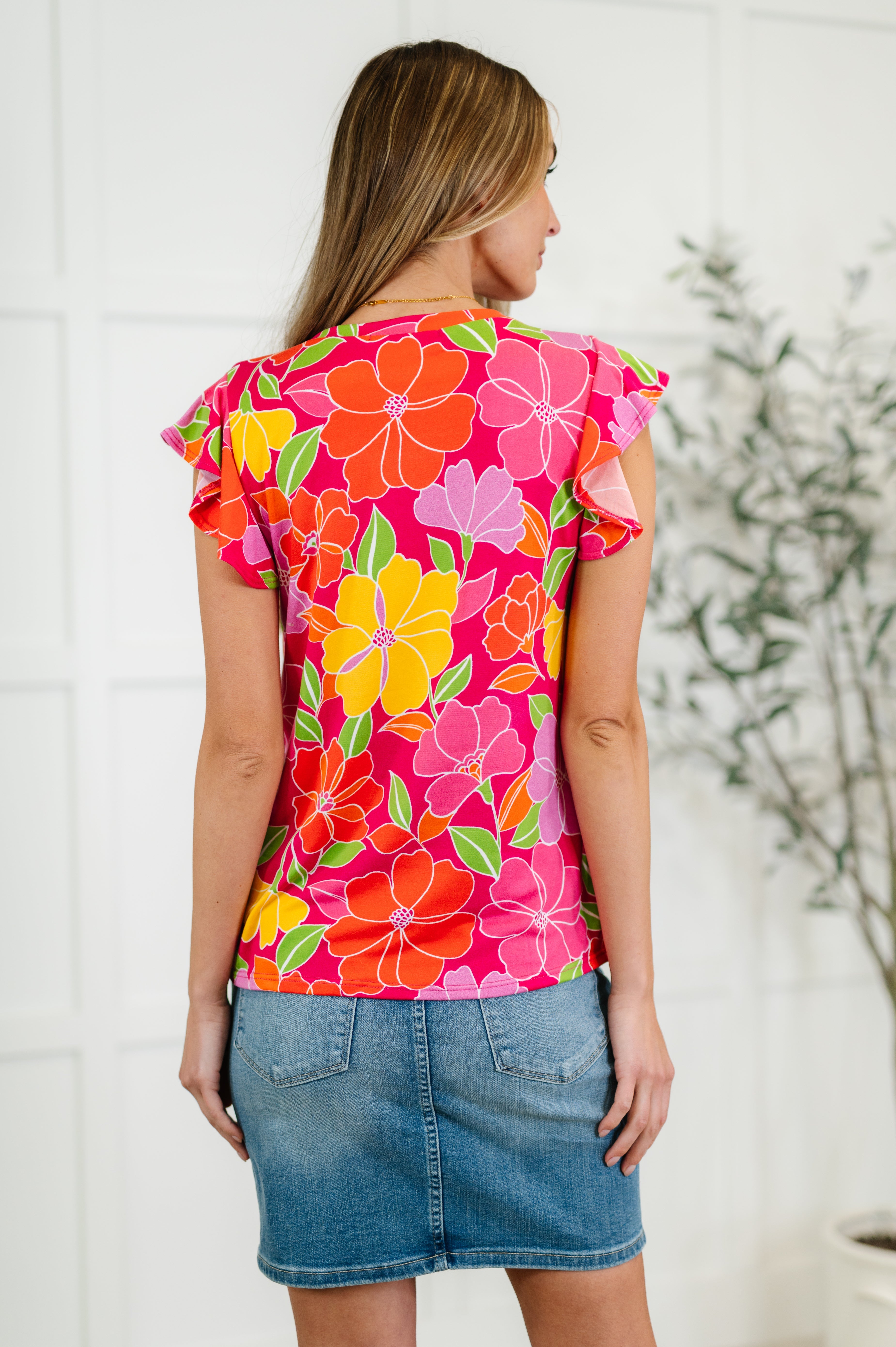 Garden Giggles Flutter Sleeve Top-Womens-Stay Foxy Boutique, Florissant, Missouri