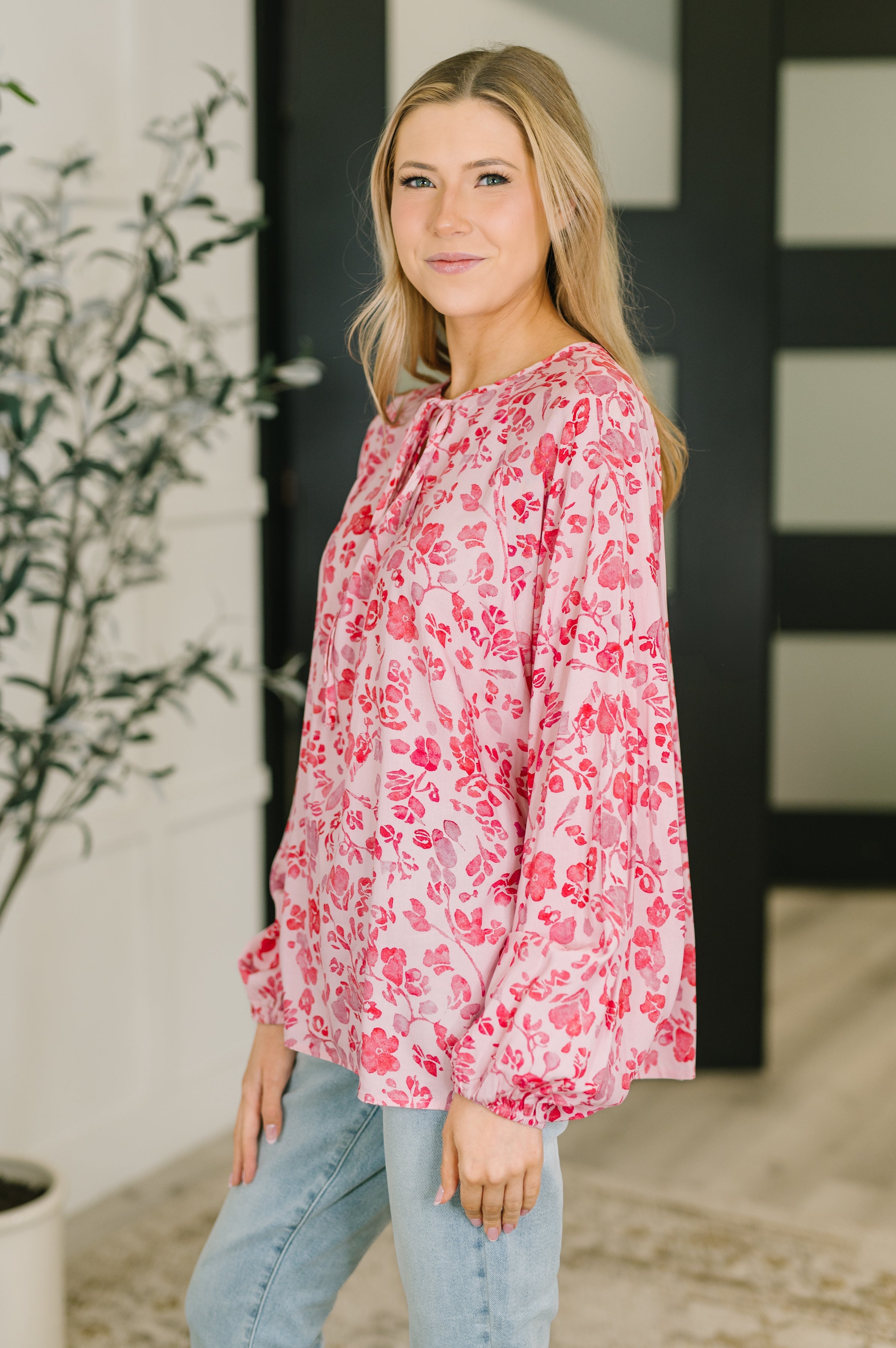 Garden Kiss V-Neck Puff Sleeve Blouse-Womens-Stay Foxy Boutique, Florissant, Missouri