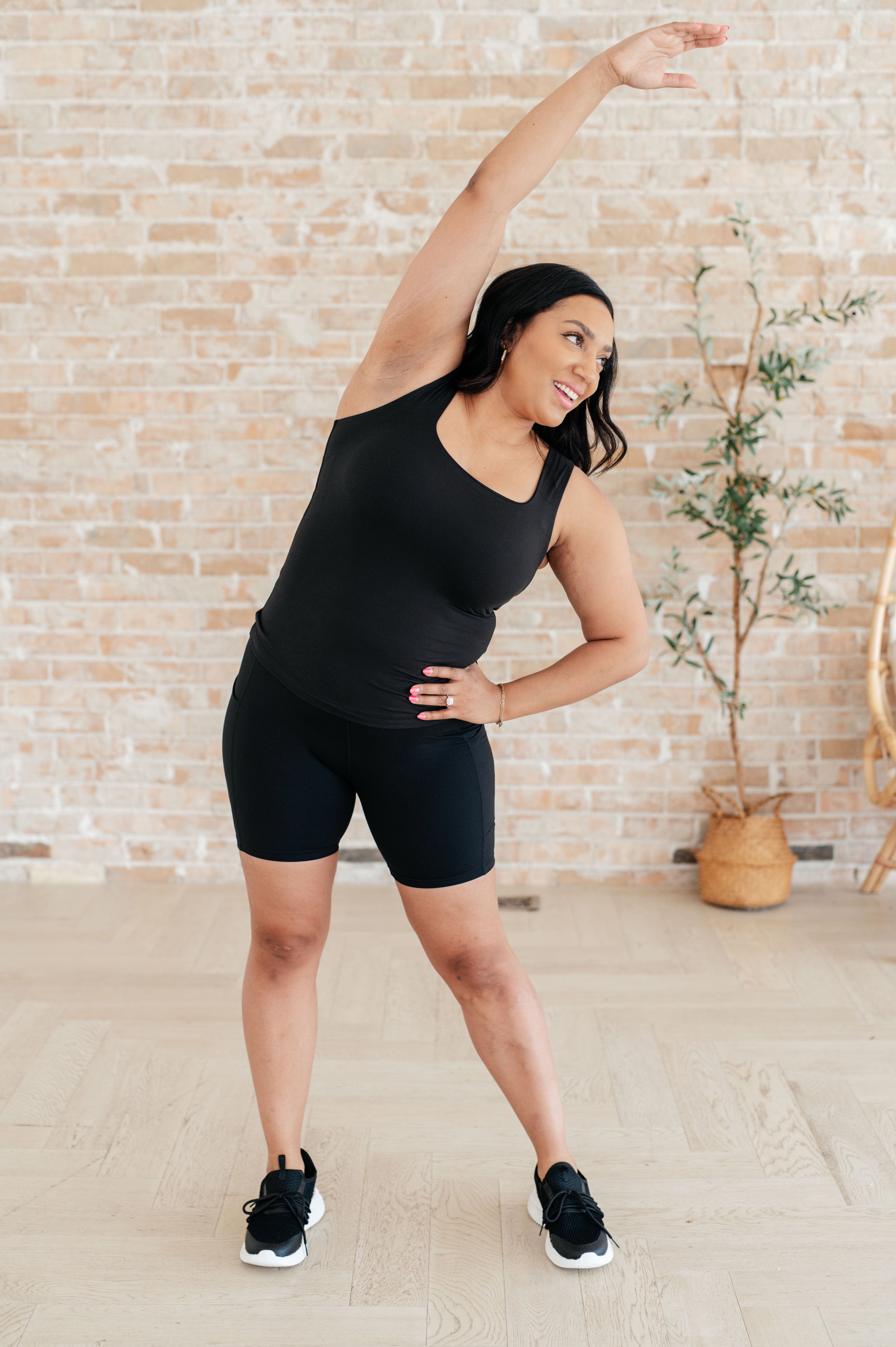 Getting Active Biker Shorts in Black-Athleisure-Stay Foxy Boutique, Florissant, Missouri