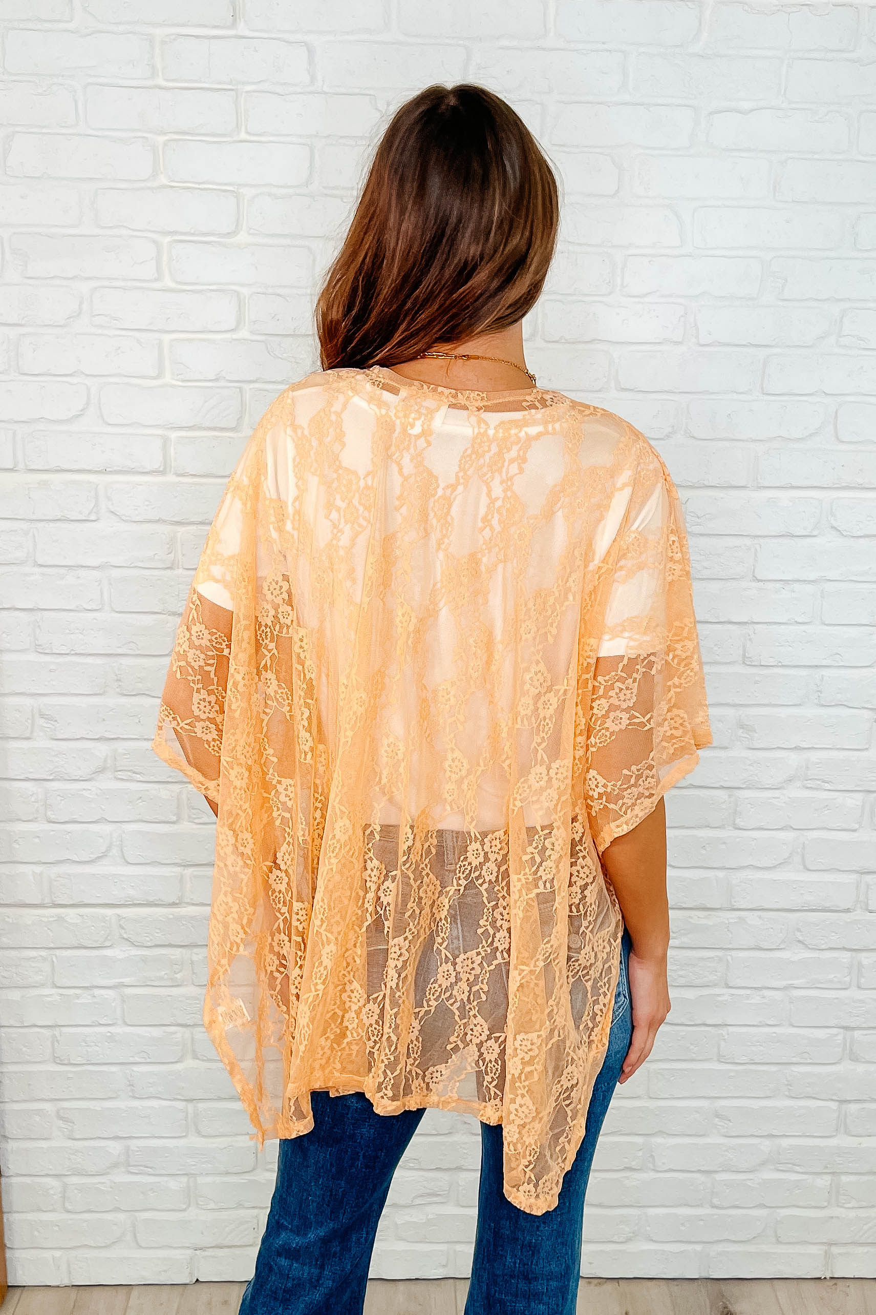 Good Days Ahead Lace Kimono In Peach-Layers-Stay Foxy Boutique, Florissant, Missouri