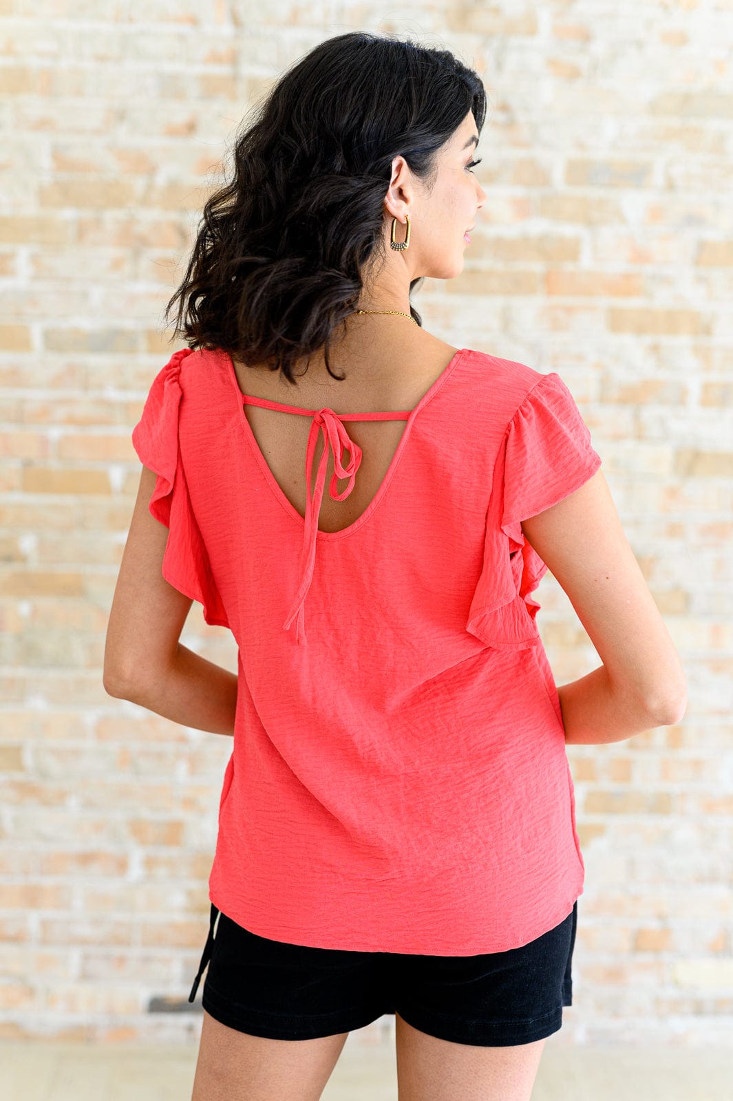 Got Me Cornered V Neck Ruffle Sleeve Top-Tops-Stay Foxy Boutique, Florissant, Missouri