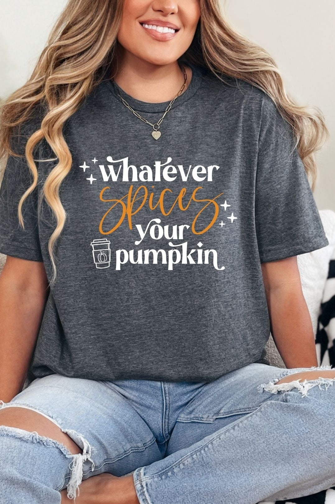 Whatever Spices Your Pumpkin Graphic Tee-Womens-Stay Foxy Boutique, Florissant, Missouri