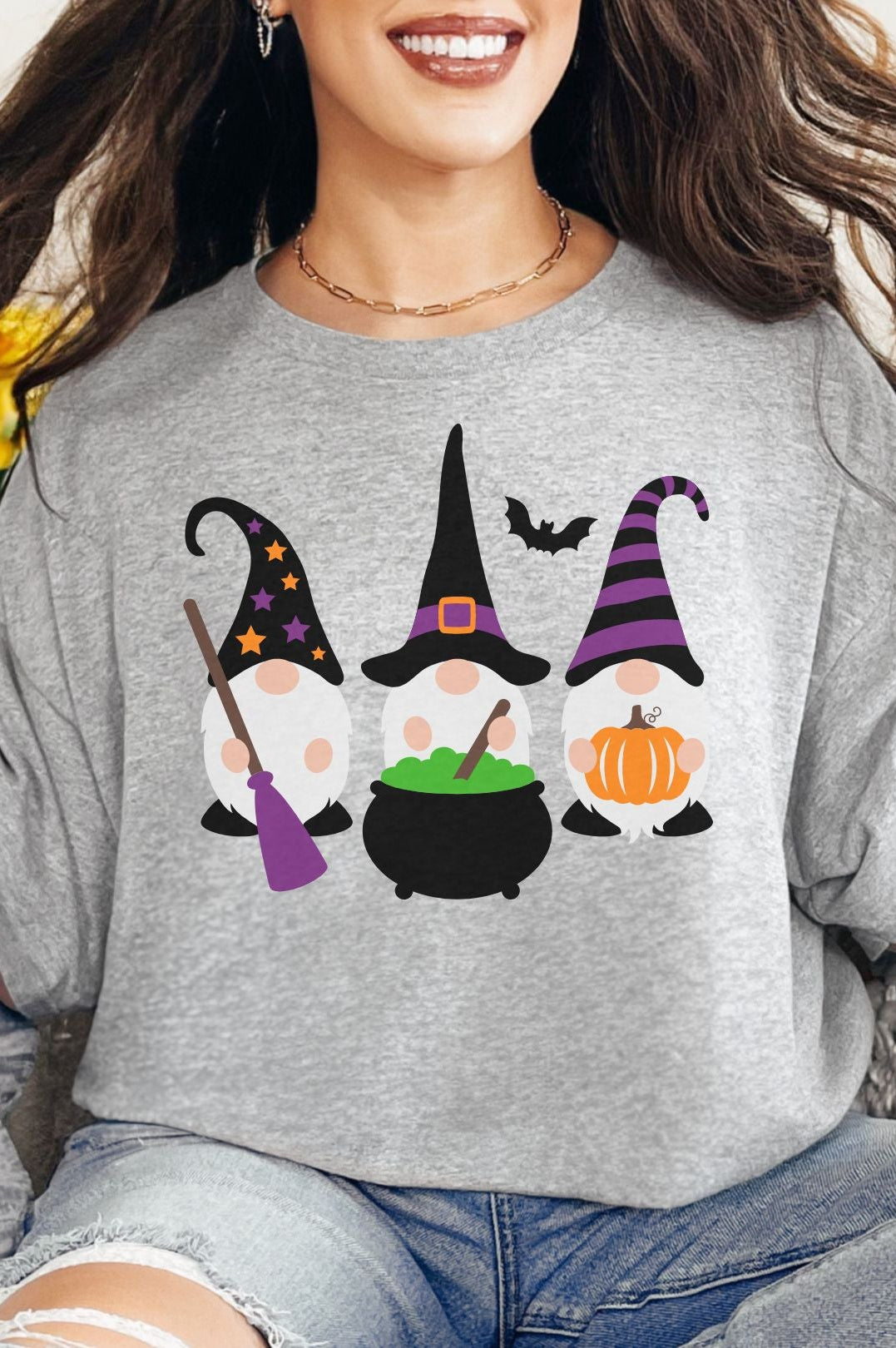 Halloween Gnome Graphic Tee-Womens-Stay Foxy Boutique, Florissant, Missouri
