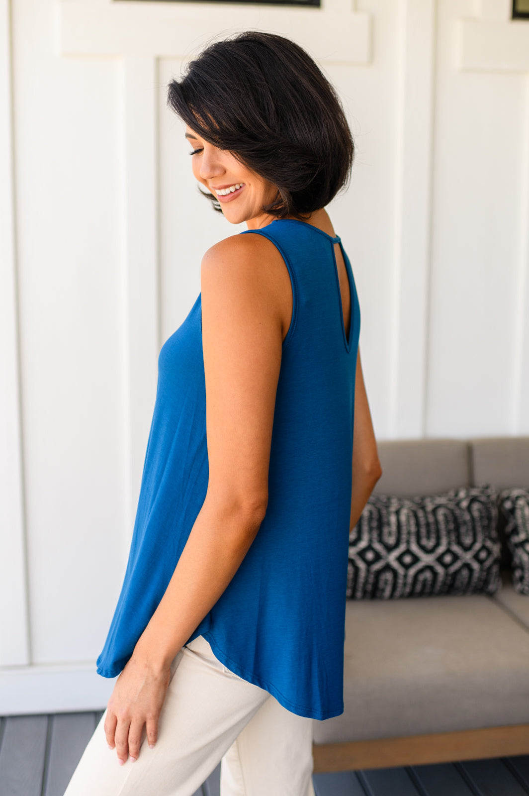 Greater than Great Keyhole Detail Tank in Teal-Tops-Stay Foxy Boutique, Florissant, Missouri