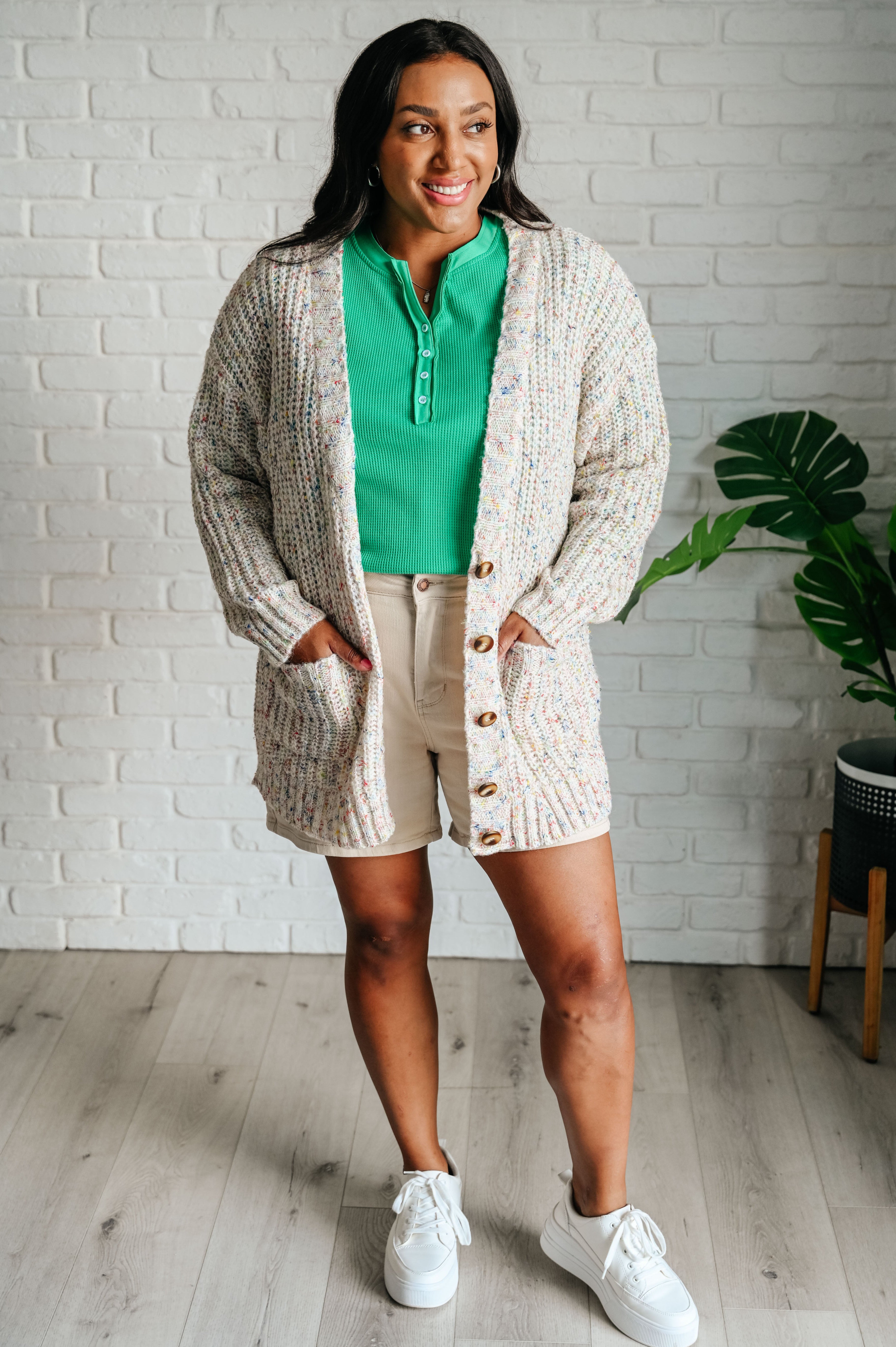 Greensleeves Waffle Knit Henley-Tops-Stay Foxy Boutique, Florissant, Missouri