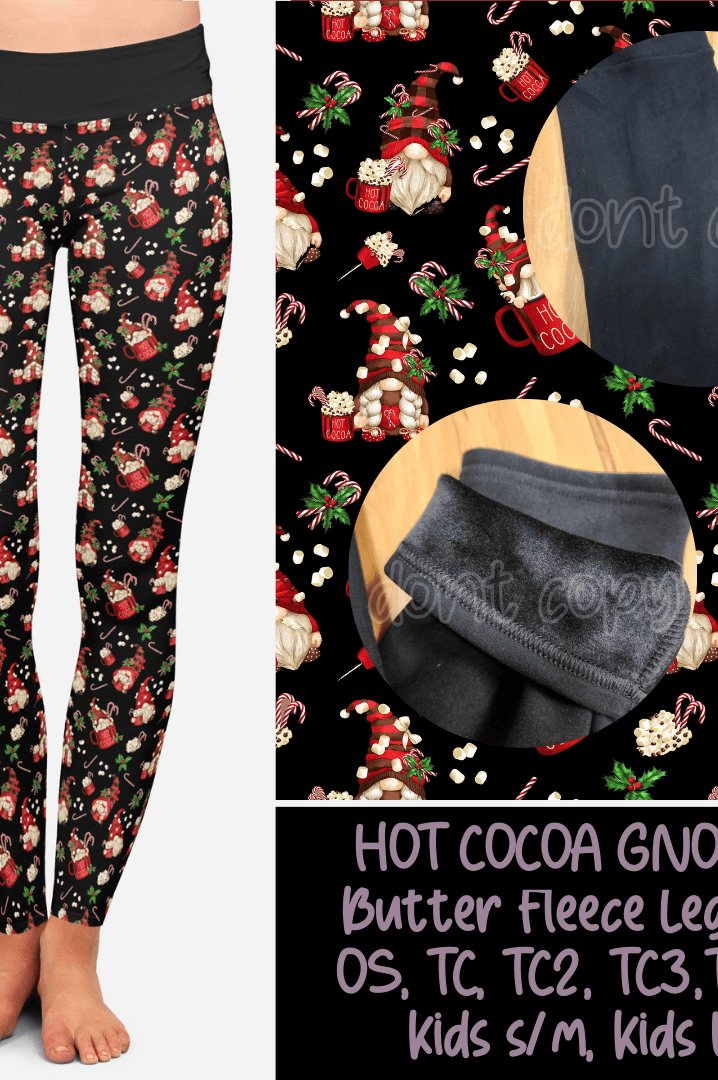 HOT COCOA GNOMES - BUTTER FLEECE LINED LEGGINGS-Leggings-Stay Foxy Boutique, Florissant, Missouri