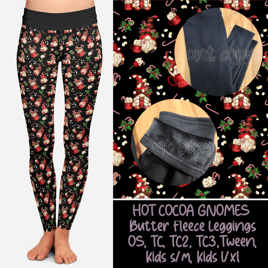 HOT COCOA GNOMES - BUTTER FLEECE LINED LEGGINGS-Leggings-Stay Foxy Boutique, Florissant, Missouri