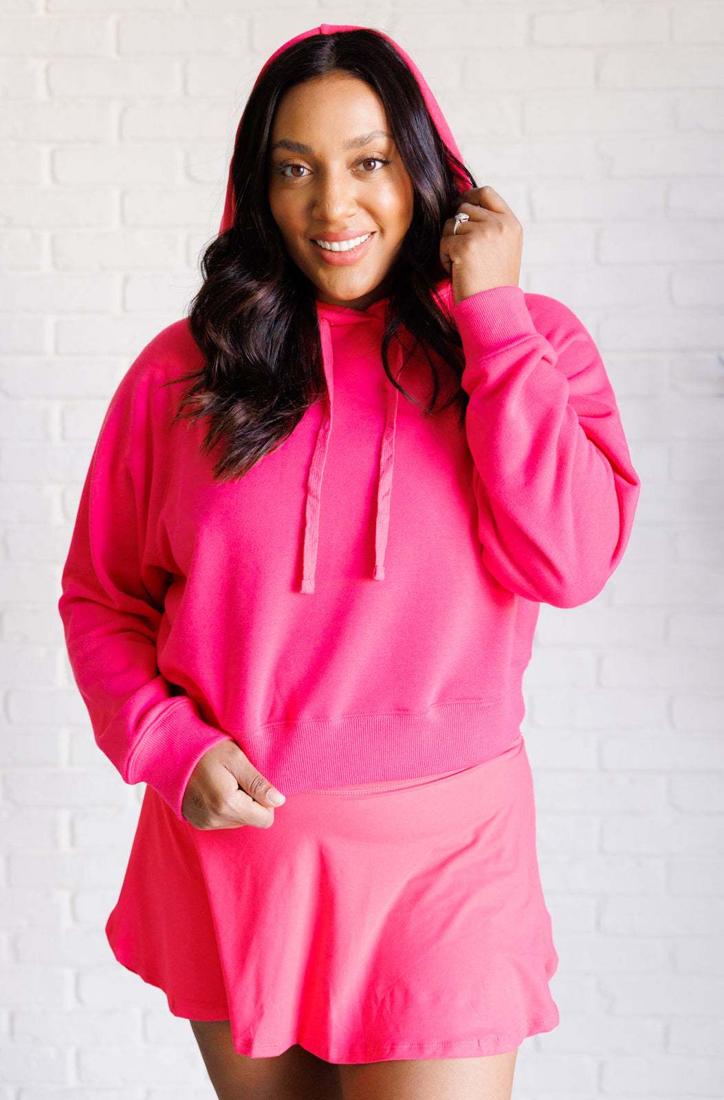 Had Me in the First Half Pullover Hoodie in Flamingo Pink-Tops-Stay Foxy Boutique, Florissant, Missouri