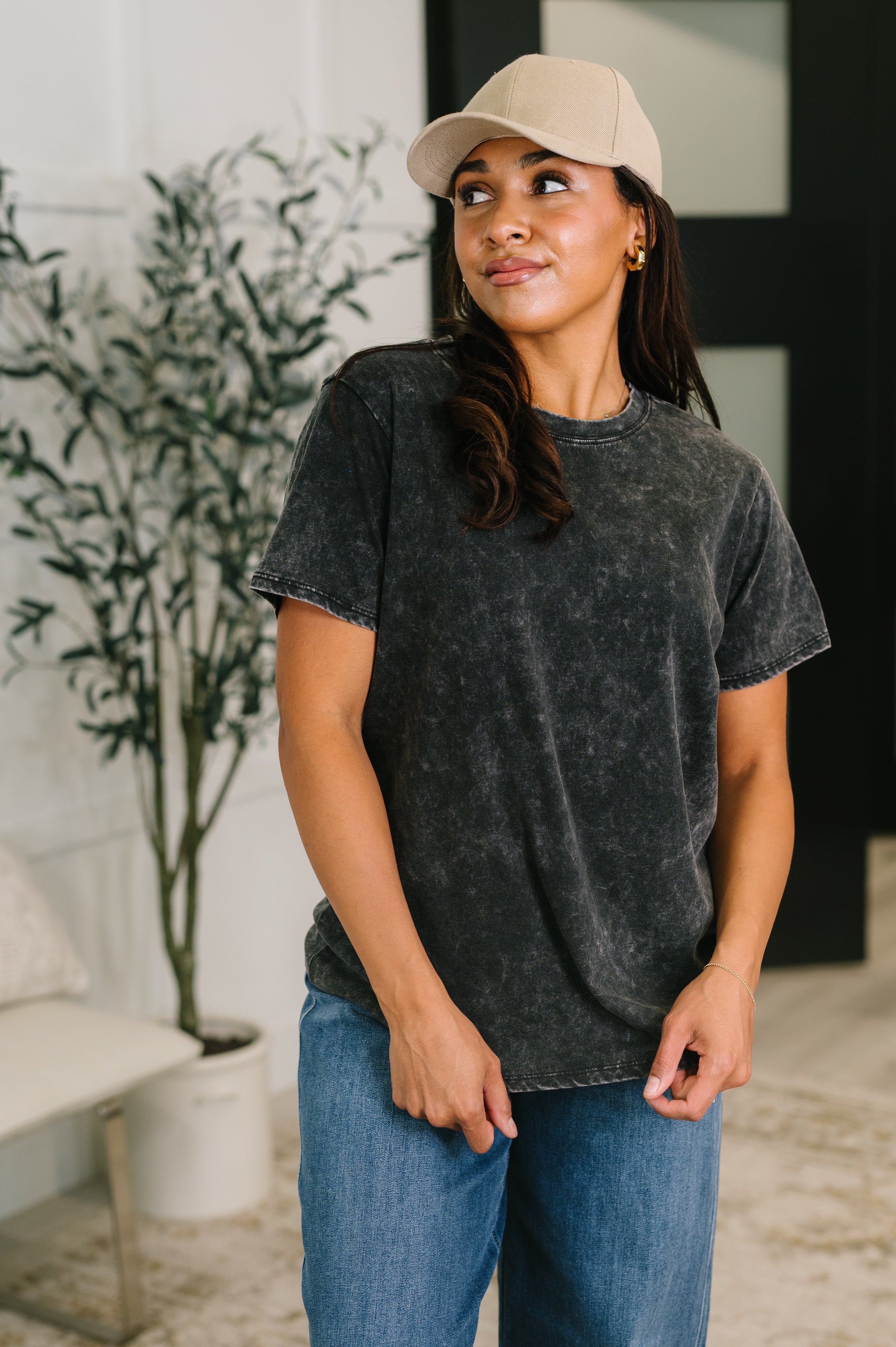 Had to Be There Mineral Wash Tee in Ash Black-Womens-Stay Foxy Boutique, Florissant, Missouri