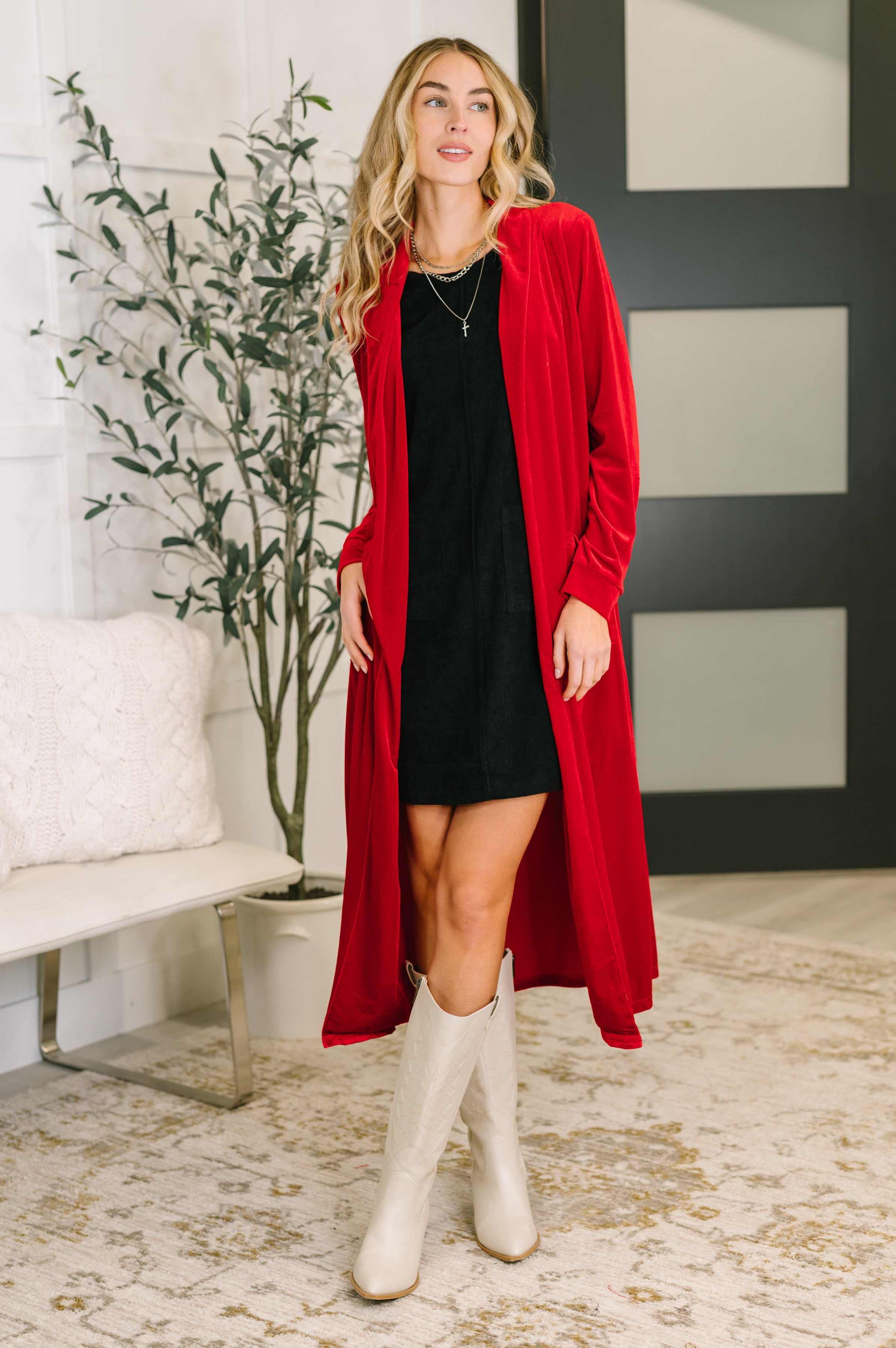 Happy Hours Long Velvet Cardigan-Womens-Stay Foxy Boutique, Florissant, Missouri