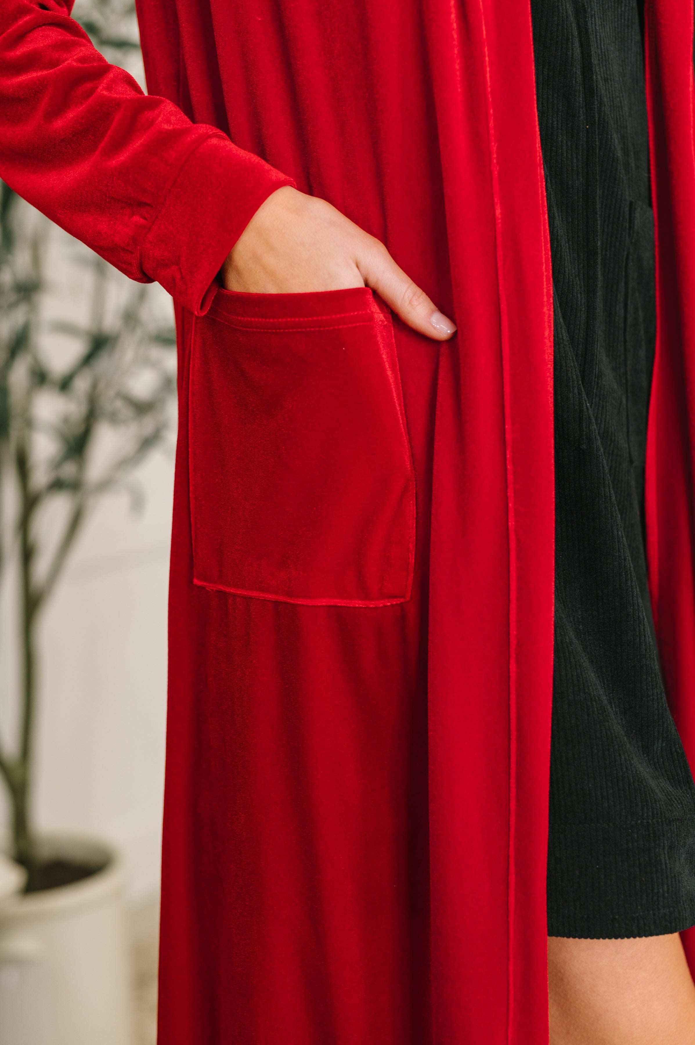 Happy Hours Long Velvet Cardigan-Womens-Stay Foxy Boutique, Florissant, Missouri