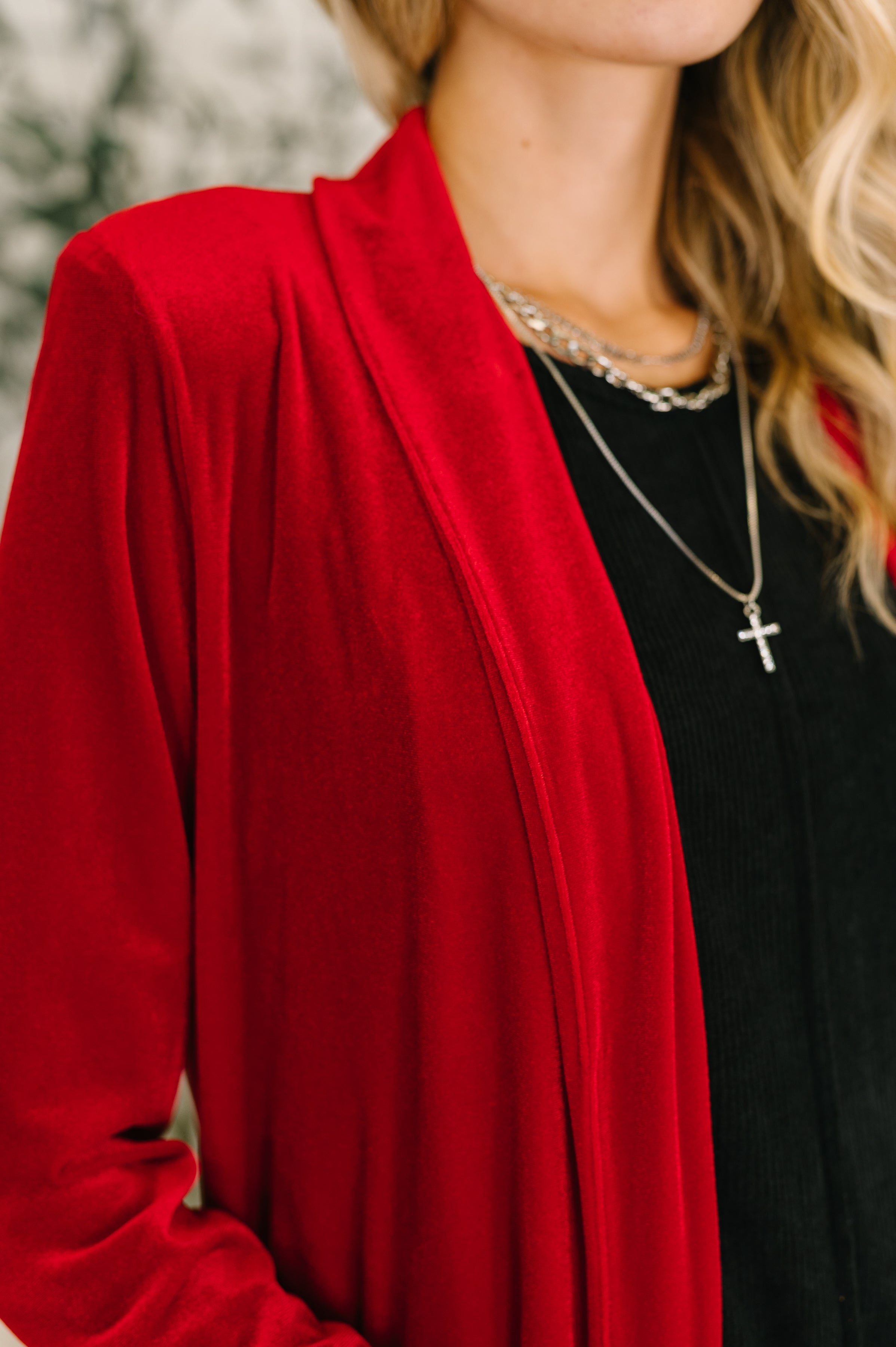 Happy Hours Long Velvet Cardigan-Womens-Stay Foxy Boutique, Florissant, Missouri
