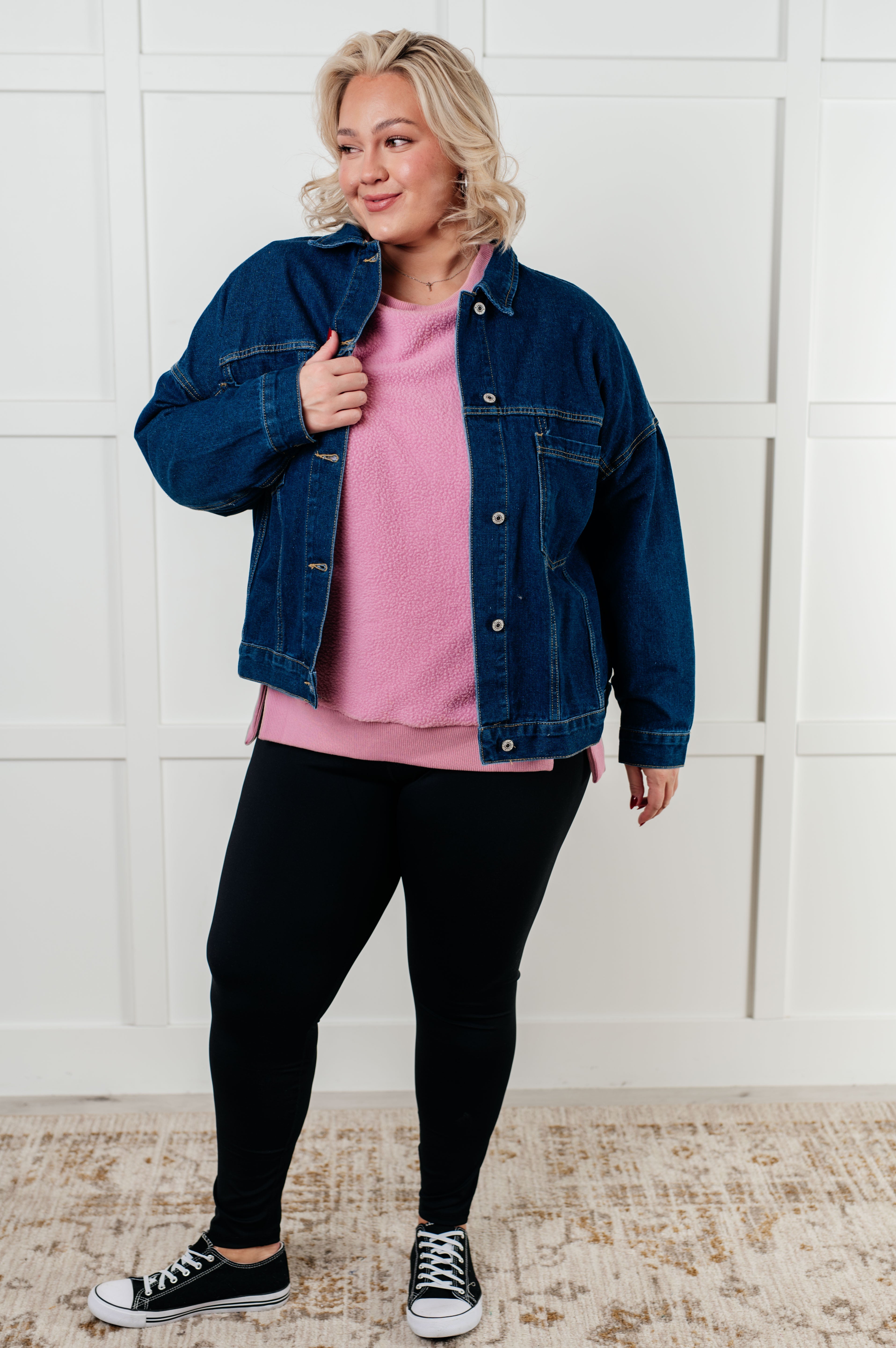 Have We Met Oversized Denim Jacket-Denim-Stay Foxy Boutique, Florissant, Missouri