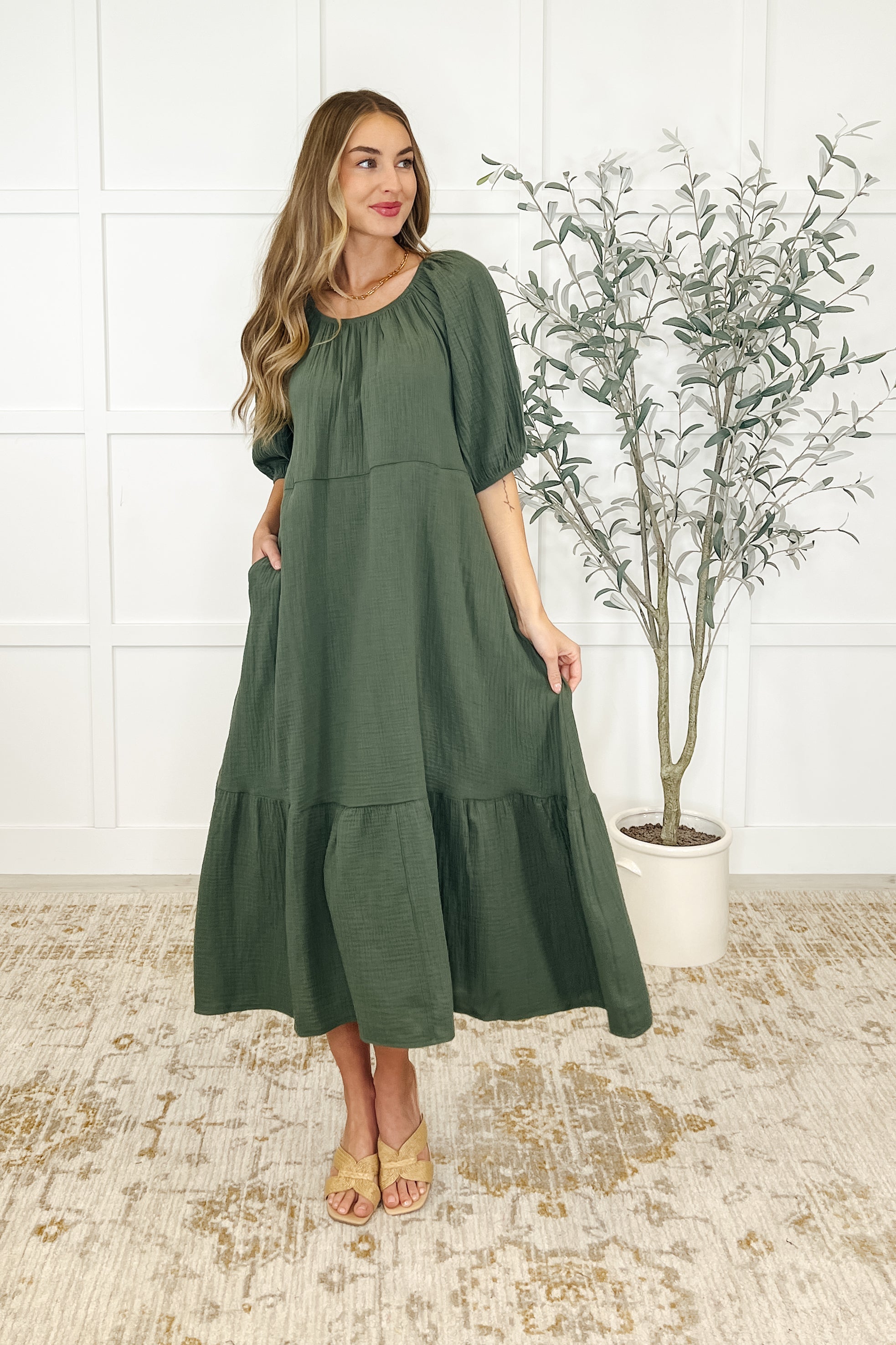 Hazel Dress in Dusty Pine-Womens-Stay Foxy Boutique, Florissant, Missouri