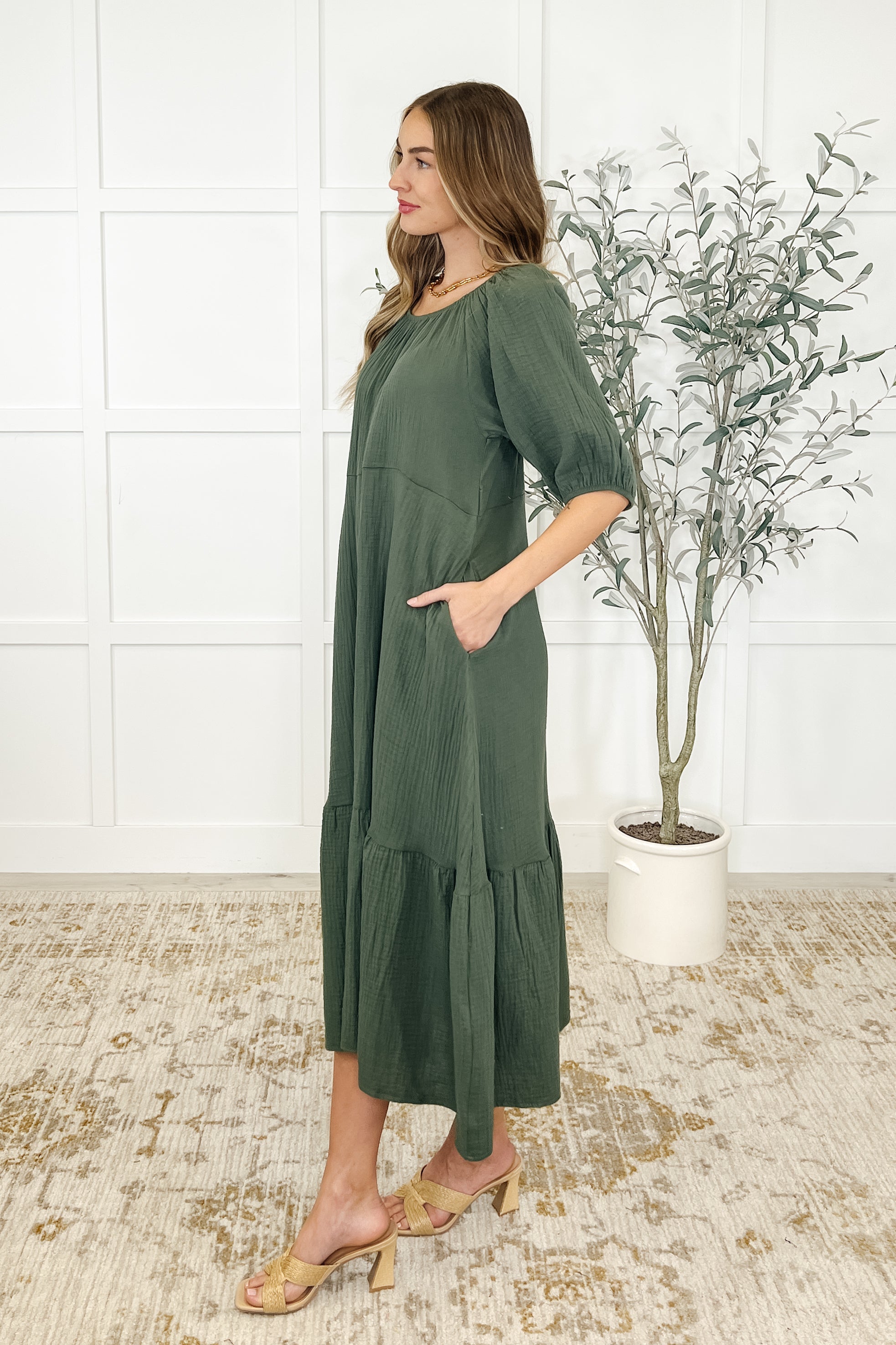 Hazel Dress in Dusty Pine-Womens-Stay Foxy Boutique, Florissant, Missouri