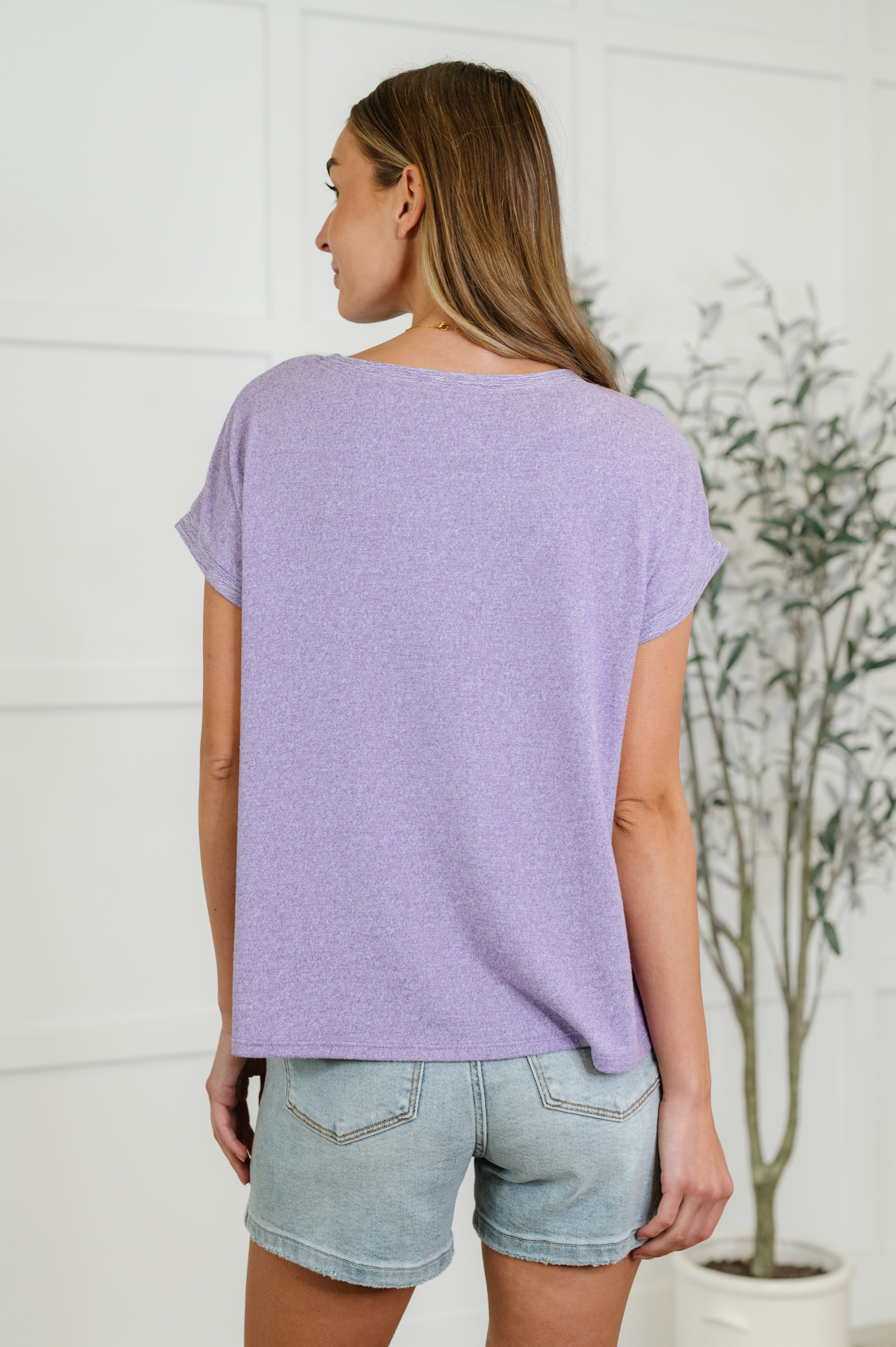 Heathered Harmony Basic Tee in Lavender-Womens-Stay Foxy Boutique, Florissant, Missouri