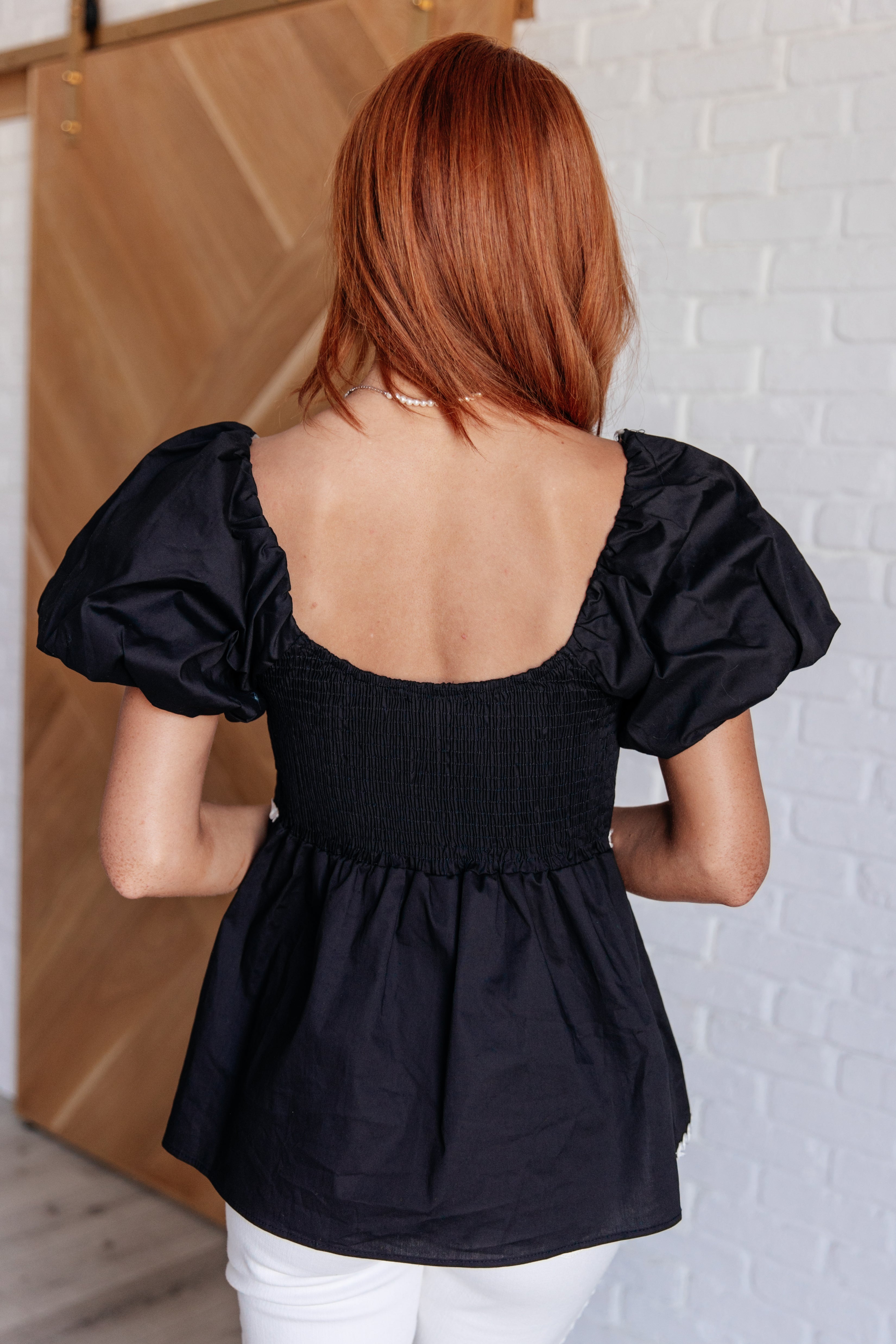 Her Favorite Records Balloon Sleeve Blouse-Tops-Stay Foxy Boutique, Florissant, Missouri