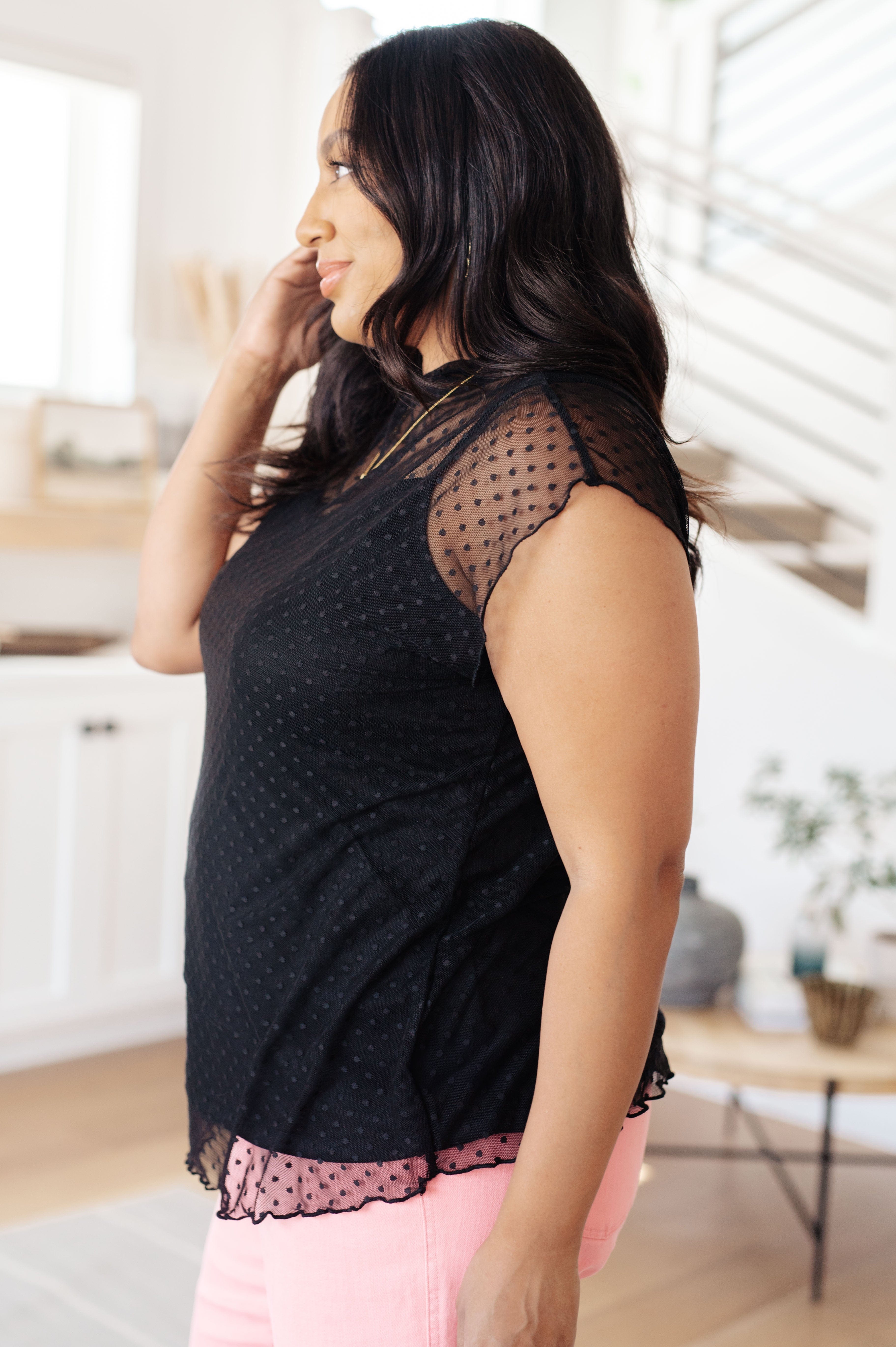 Here And Now Mock Neck Top In Black-Tops-Stay Foxy Boutique, Florissant, Missouri