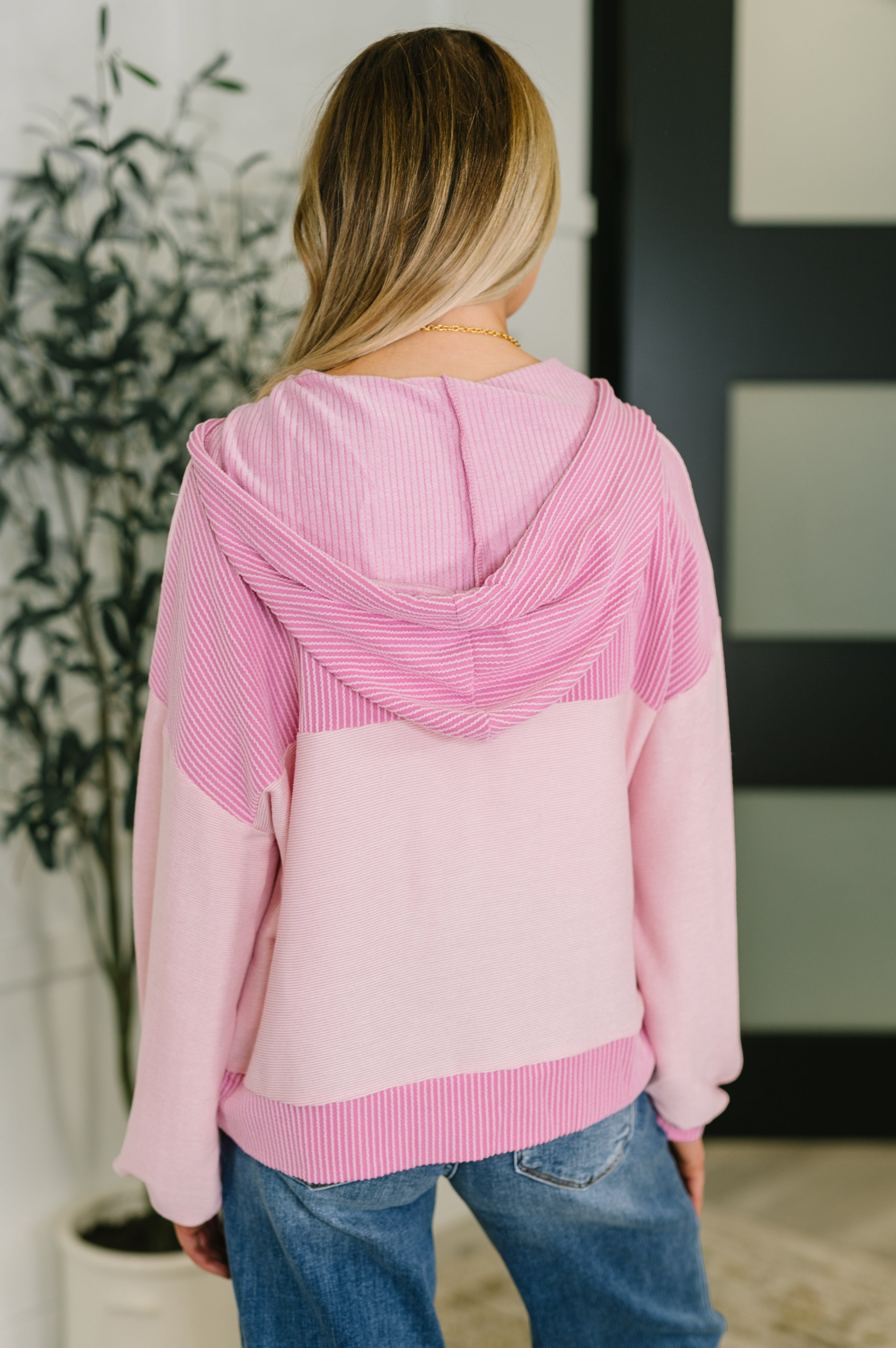 Here for Now Color Block Hoodie in Pink-Womens-Stay Foxy Boutique, Florissant, Missouri