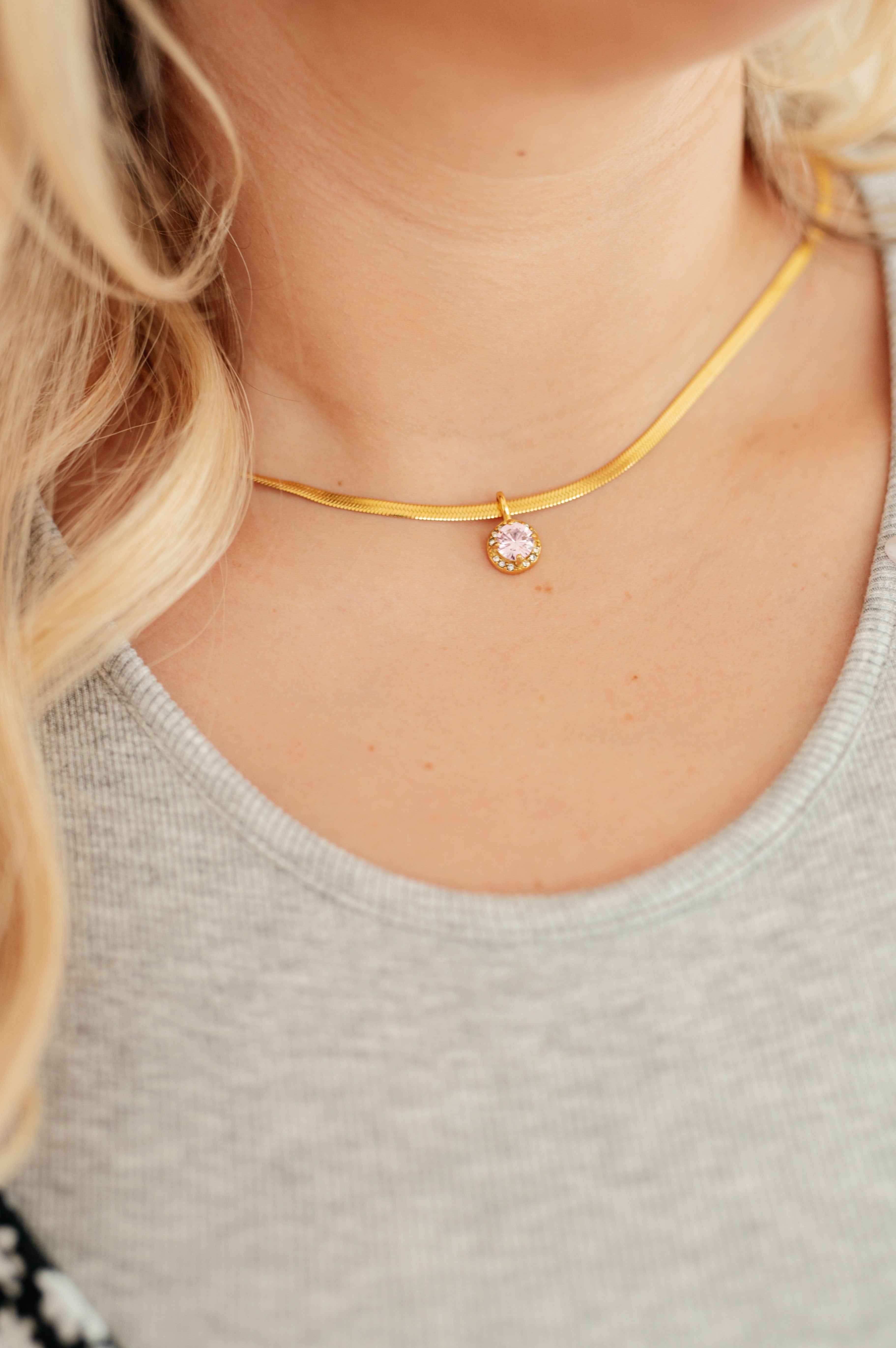 Here to Shine Gold Plated Necklace in Pink-Accessories-Stay Foxy Boutique, Florissant, Missouri