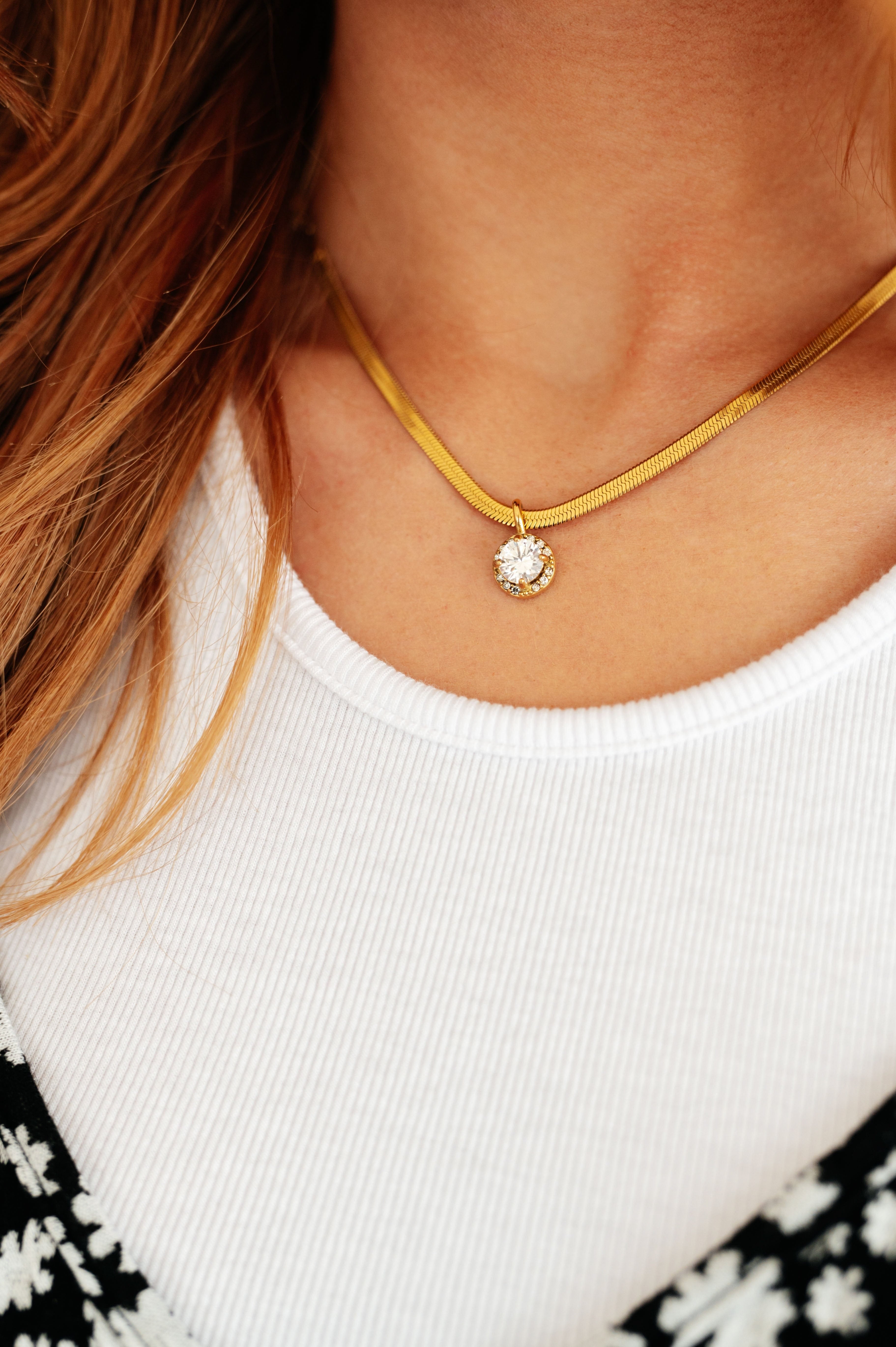 Here to Shine Gold Plated Necklace in White-Accessories-Stay Foxy Boutique, Florissant, Missouri