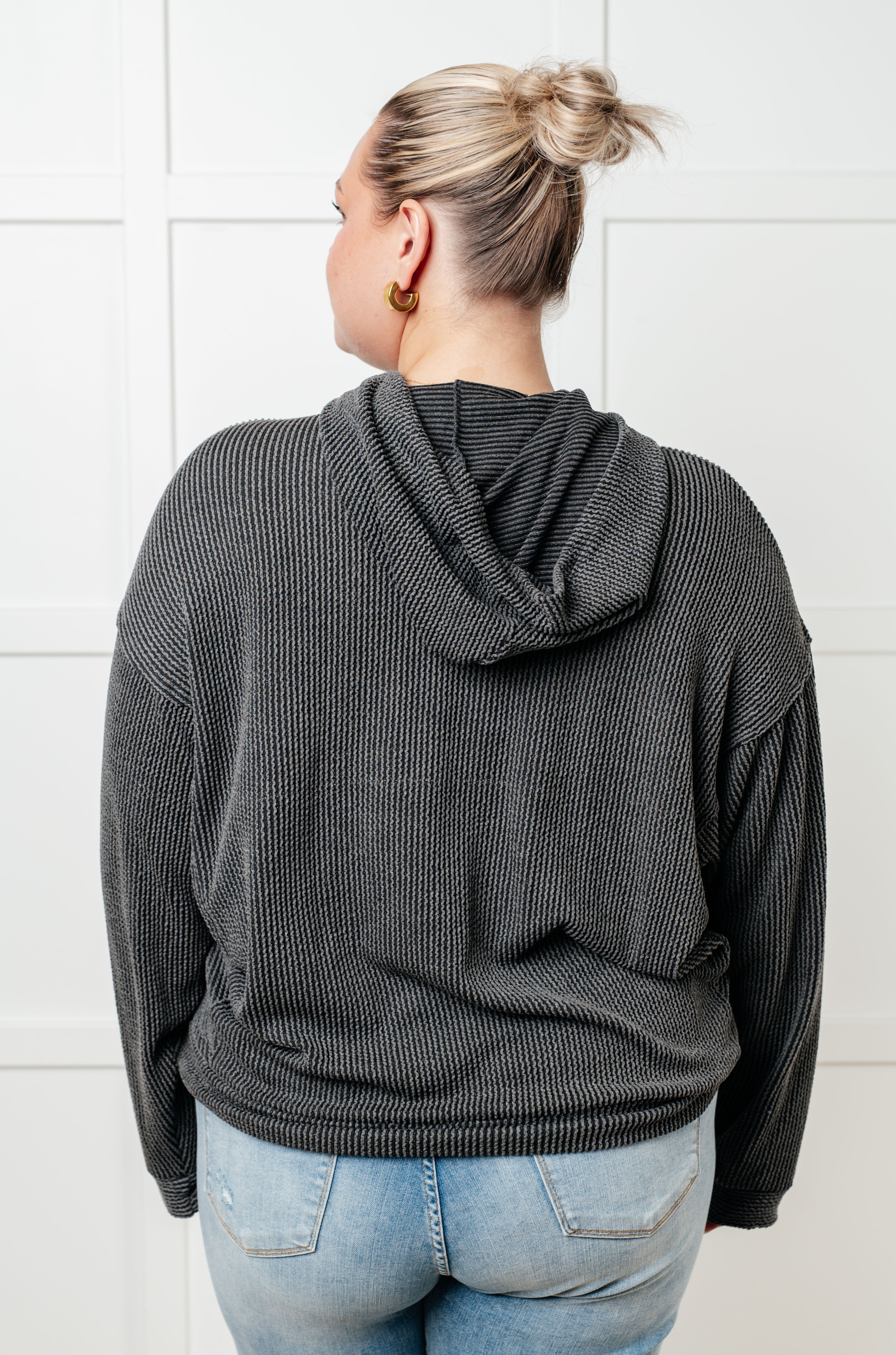 Hold That Thought Rib Knit Hoodie-Tops-Stay Foxy Boutique, Florissant, Missouri
