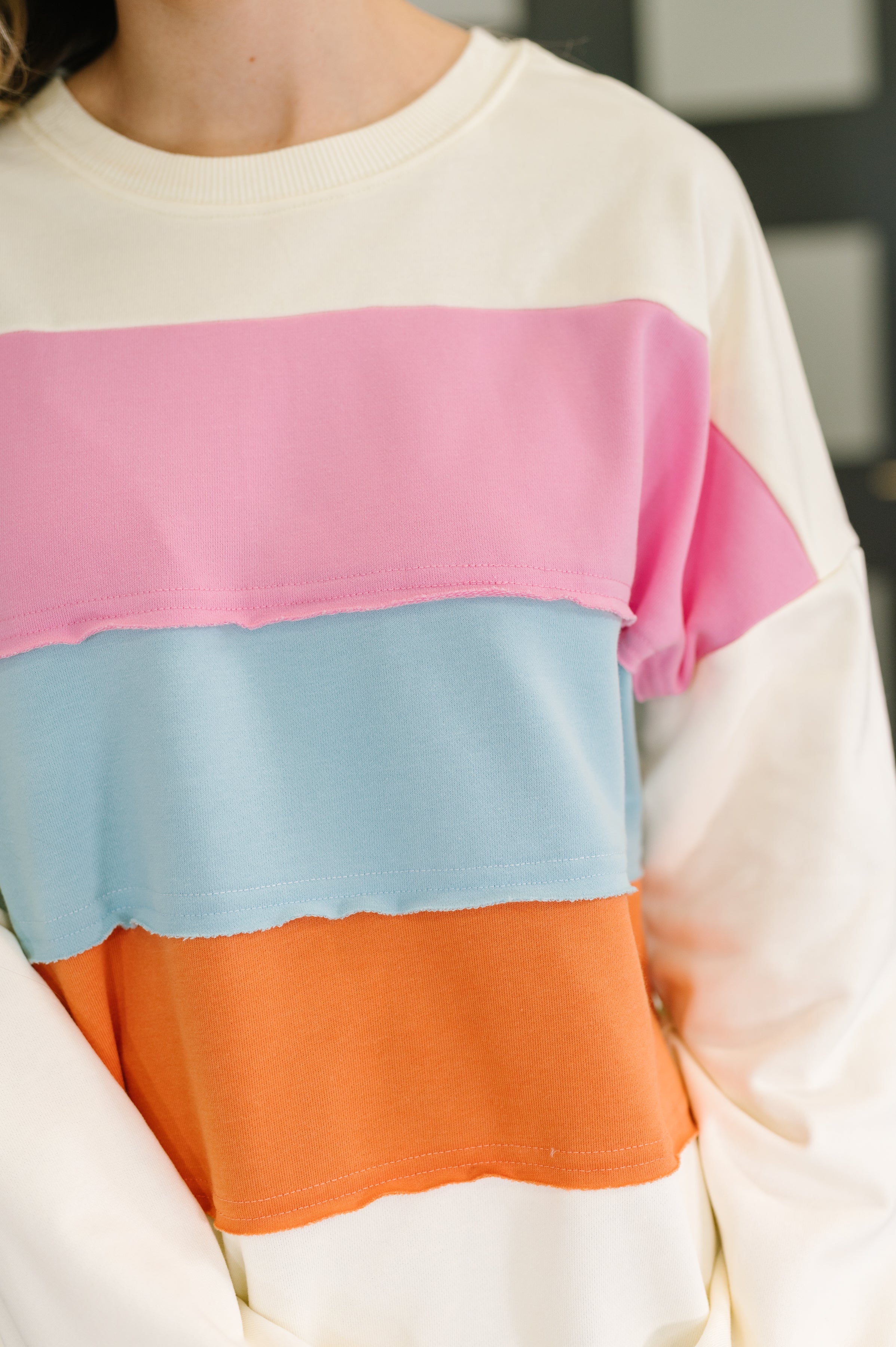 Humor Me Color Block Relaxed Pullover-Womens-Stay Foxy Boutique, Florissant, Missouri