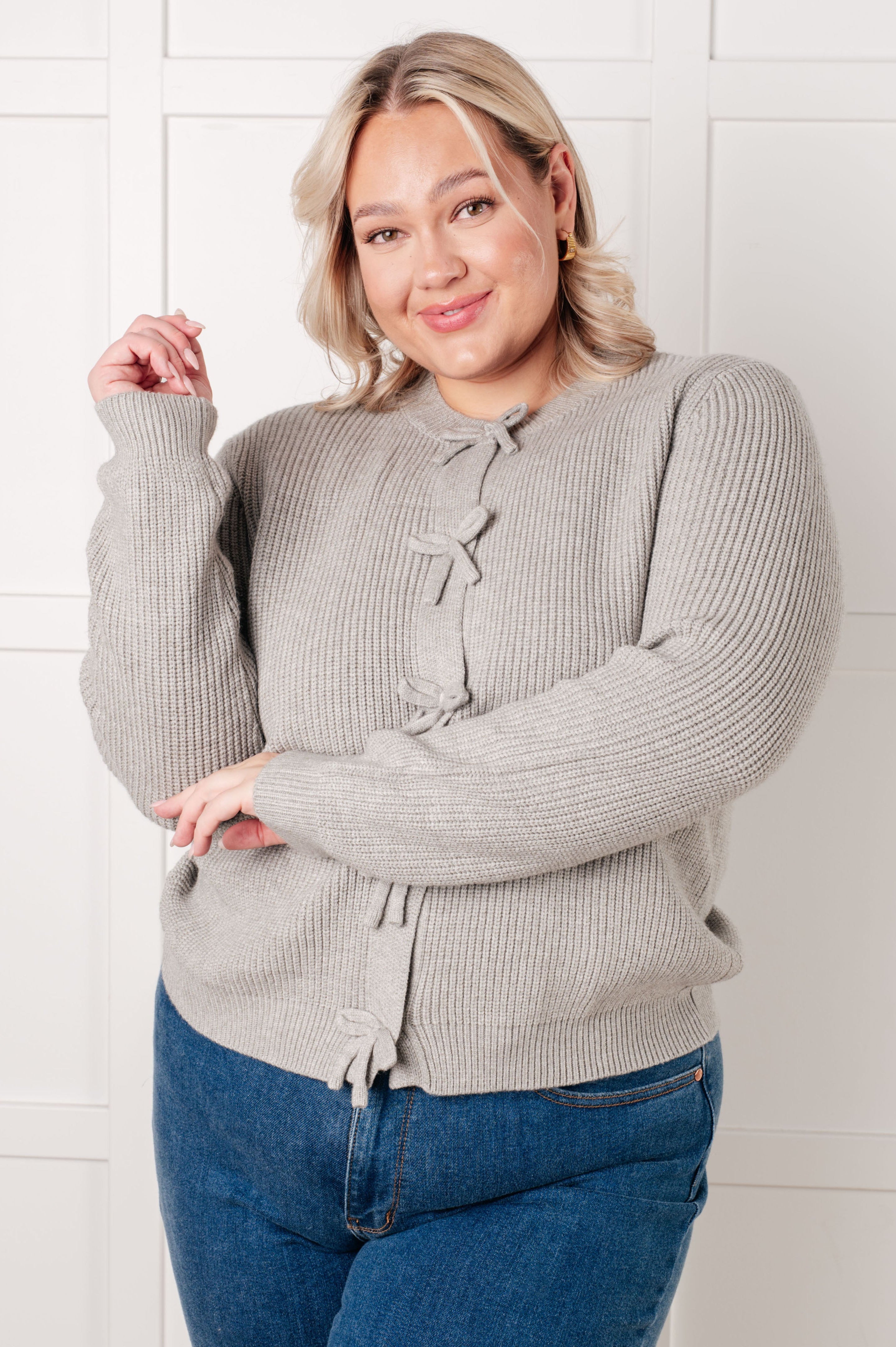I Don't Know Why Bow Front Cardigan-Tops-Stay Foxy Boutique, Florissant, Missouri