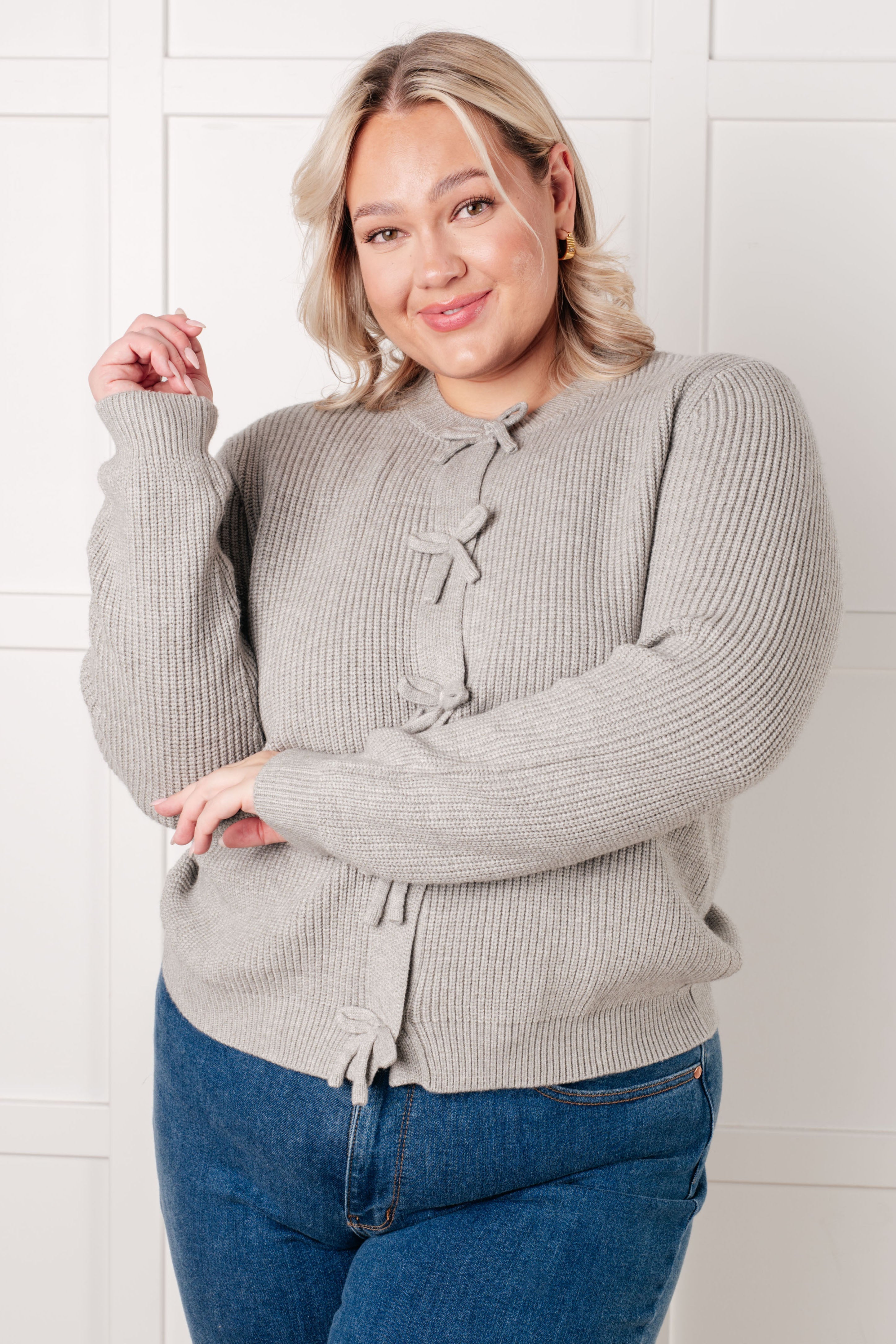 I Don't Know Why Bow Front Cardigan-Tops-Stay Foxy Boutique, Florissant, Missouri