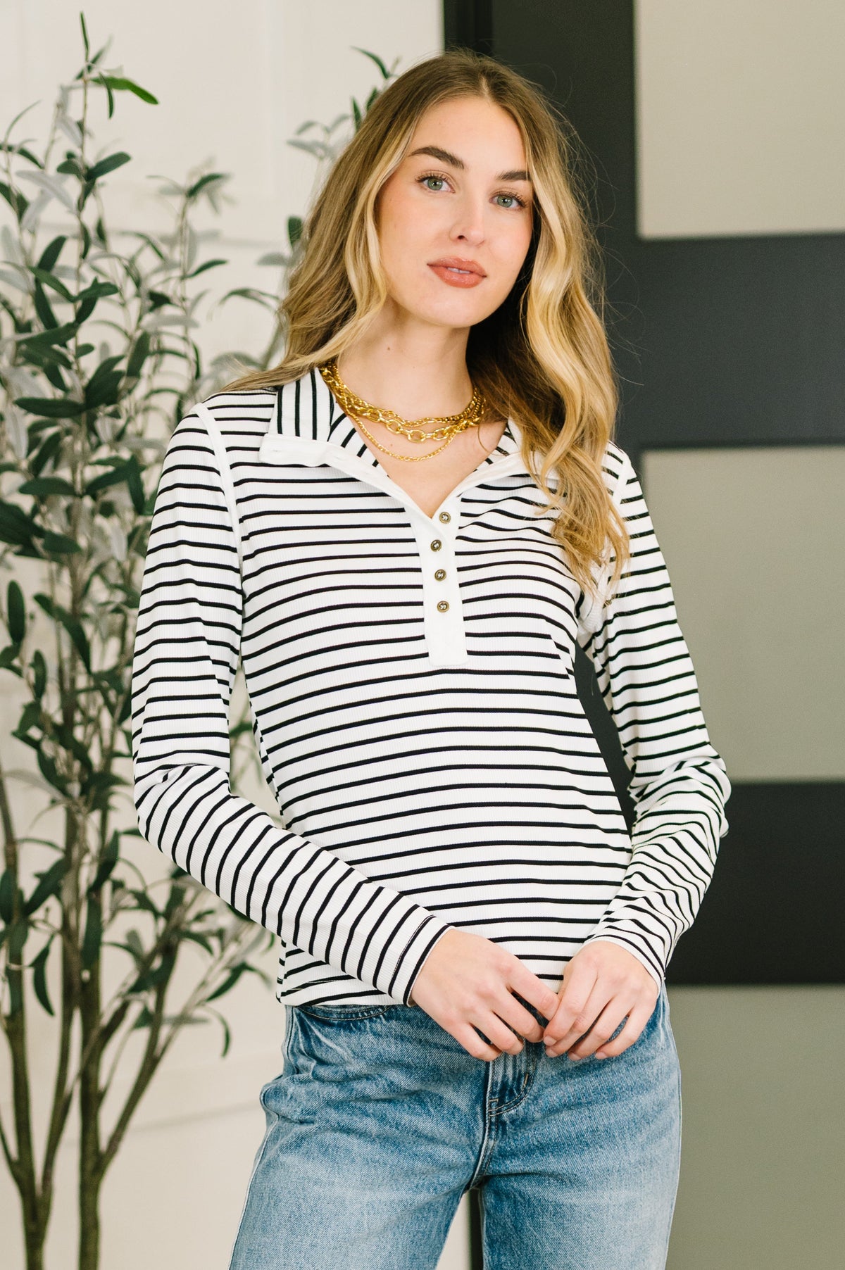 I Know What I Want Long Sleeve Henley Top- 3/3/2026 NEW-Womens-Stay Foxy Boutique, Florissant, Missouri