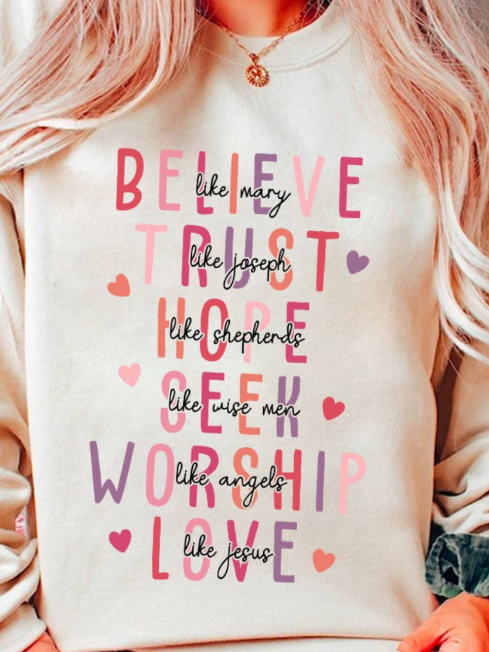 Believe Hearts Graphic T-Graphic T-Stay Foxy Boutique, Florissant, Missouri