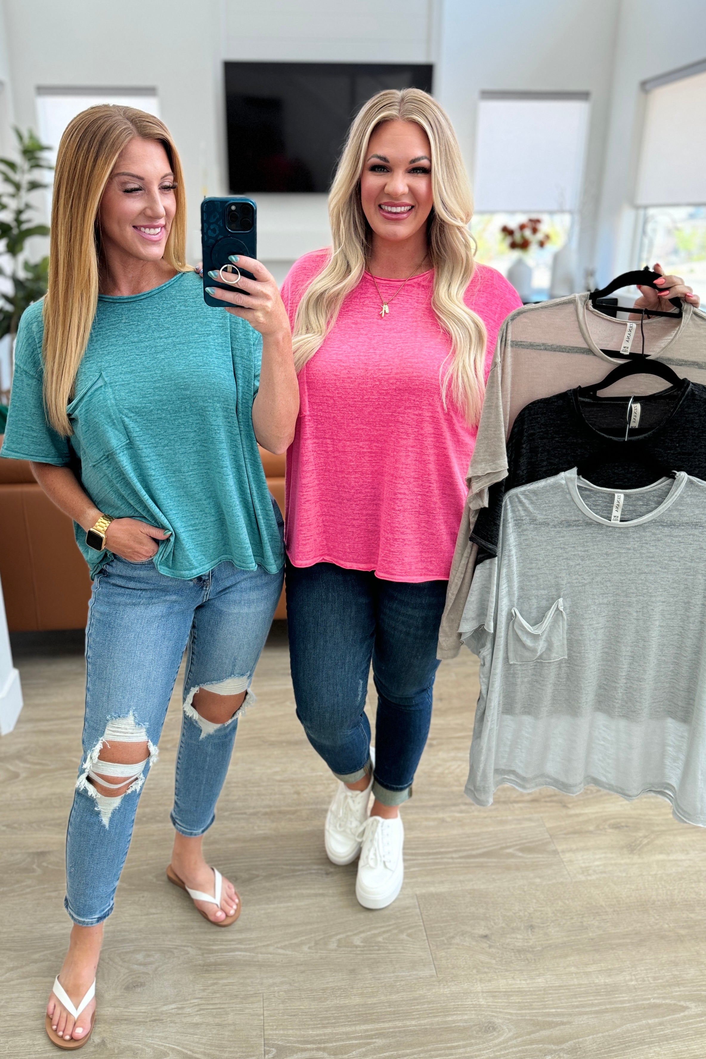 Close to Myself Patch Pocket Tee in Fuchsia-Tops-Stay Foxy Boutique, Florissant, Missouri