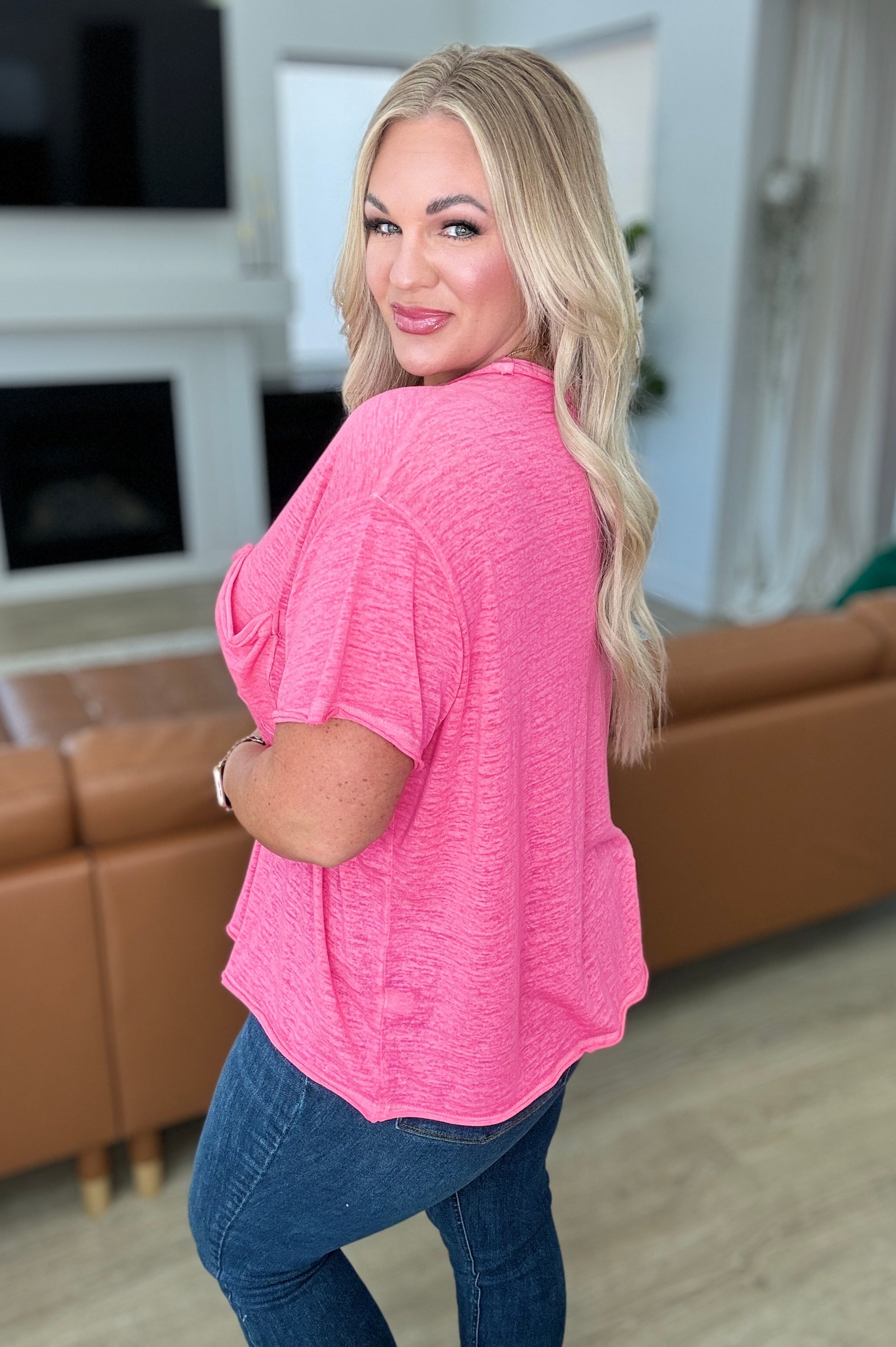 Close to Myself Patch Pocket Tee in Fuchsia-Tops-Stay Foxy Boutique, Florissant, Missouri