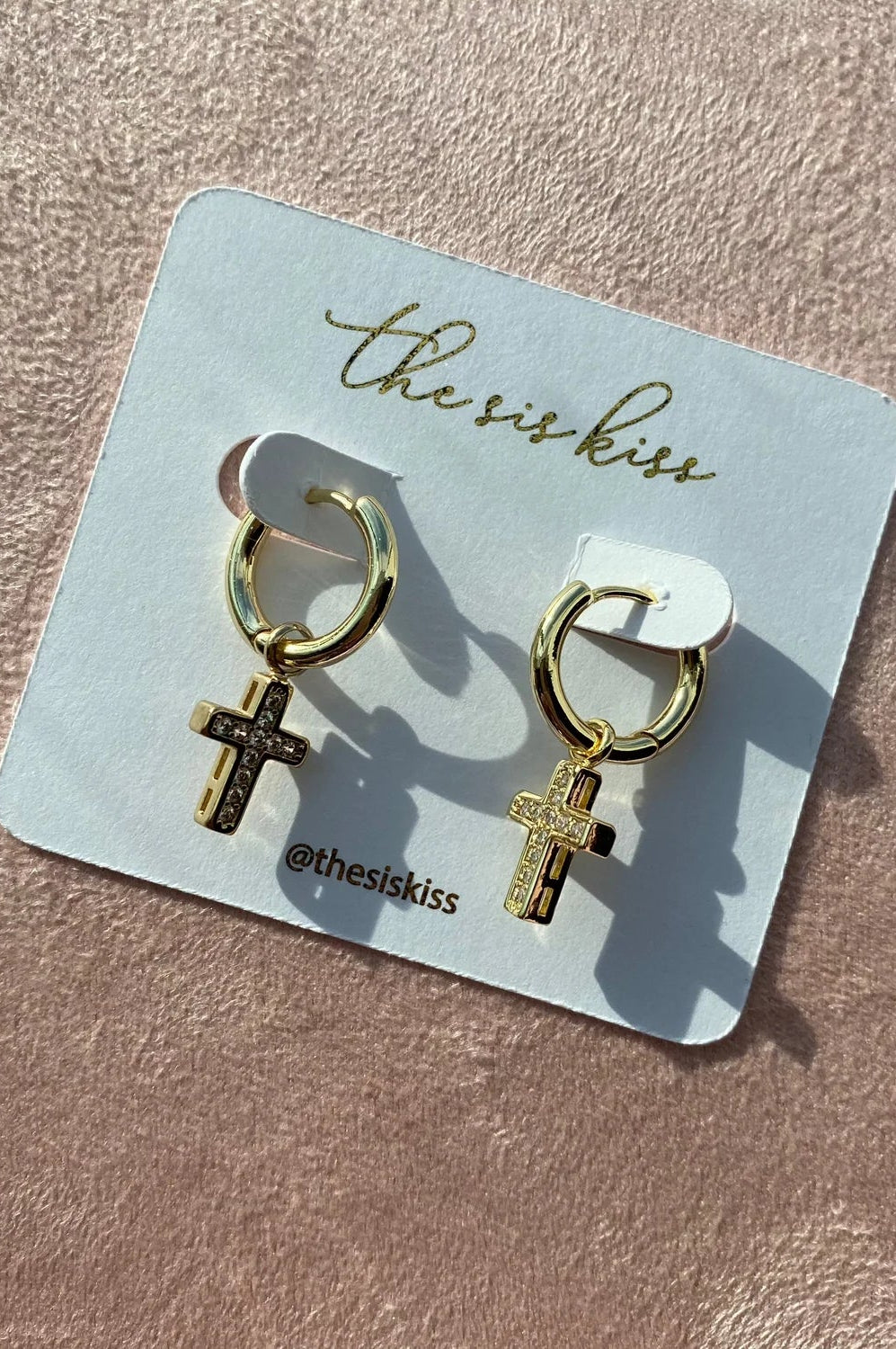 PREORDER: Crystal Cross Charm Huggies in Two Colors-Womens-Stay Foxy Boutique, Florissant, Missouri