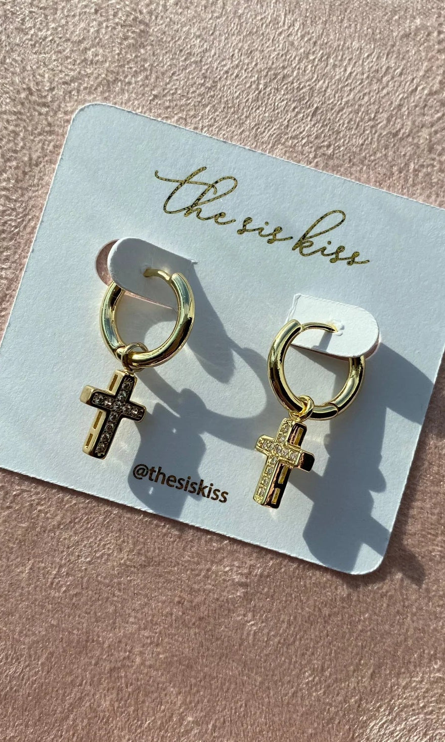PREORDER: Crystal Cross Charm Huggies in Two Colors-Womens-Stay Foxy Boutique, Florissant, Missouri