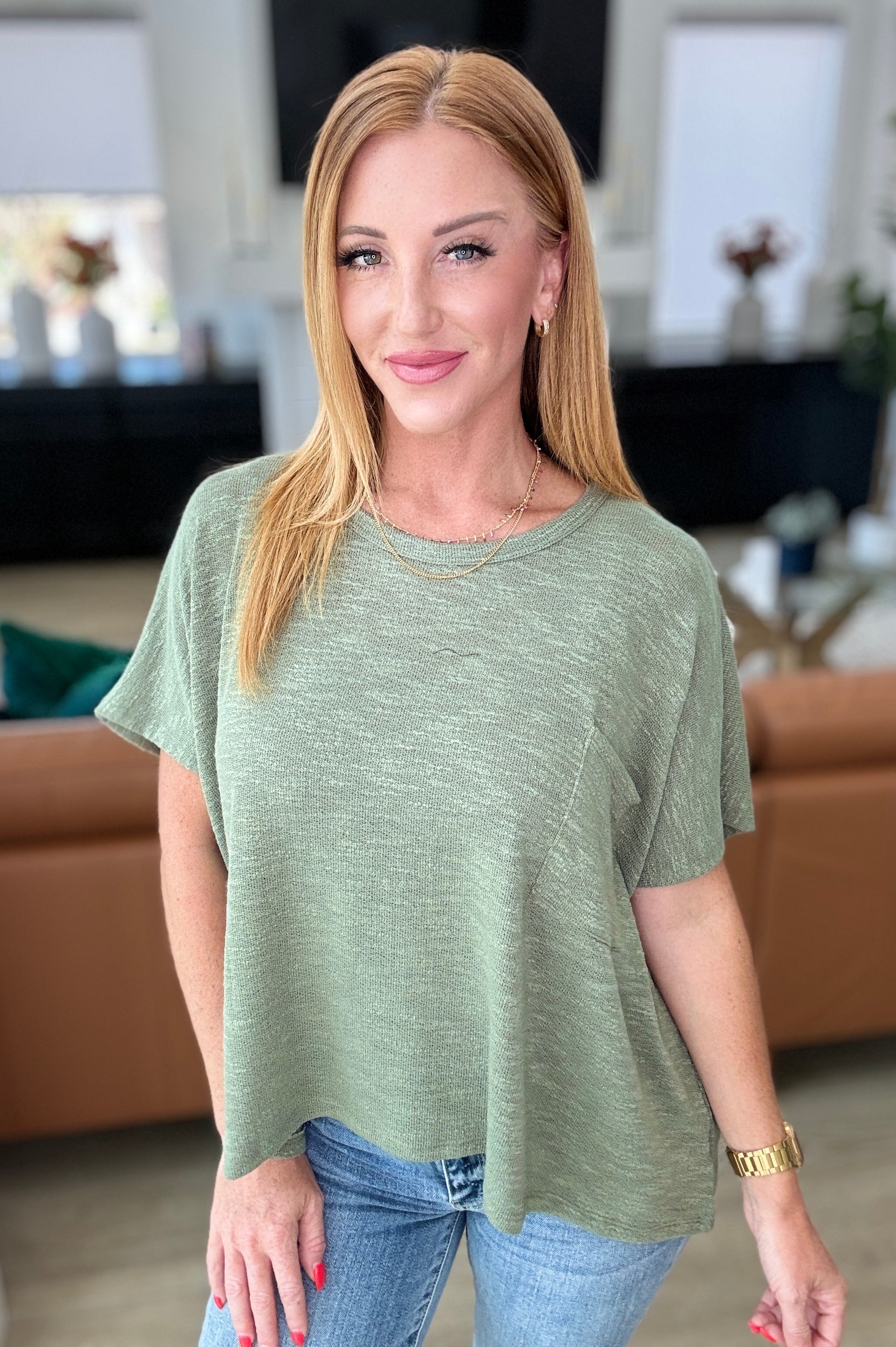 Let Light be Light Drop Shoulder Oversized Tee in Light Olive-Tops-Stay Foxy Boutique, Florissant, Missouri