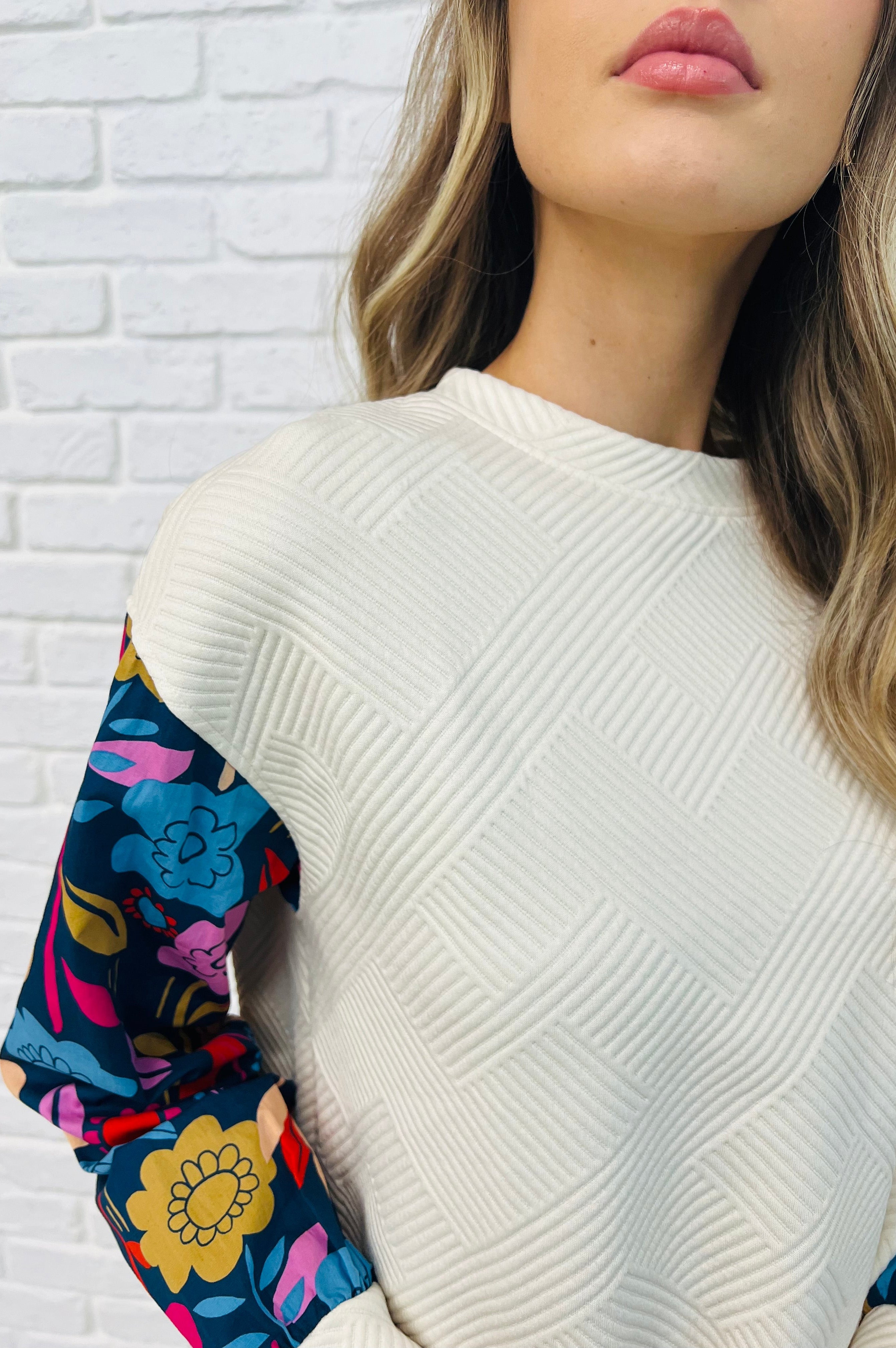 Sing a Melody Floral Sleeve Top-Womens-Stay Foxy Boutique, Florissant, Missouri