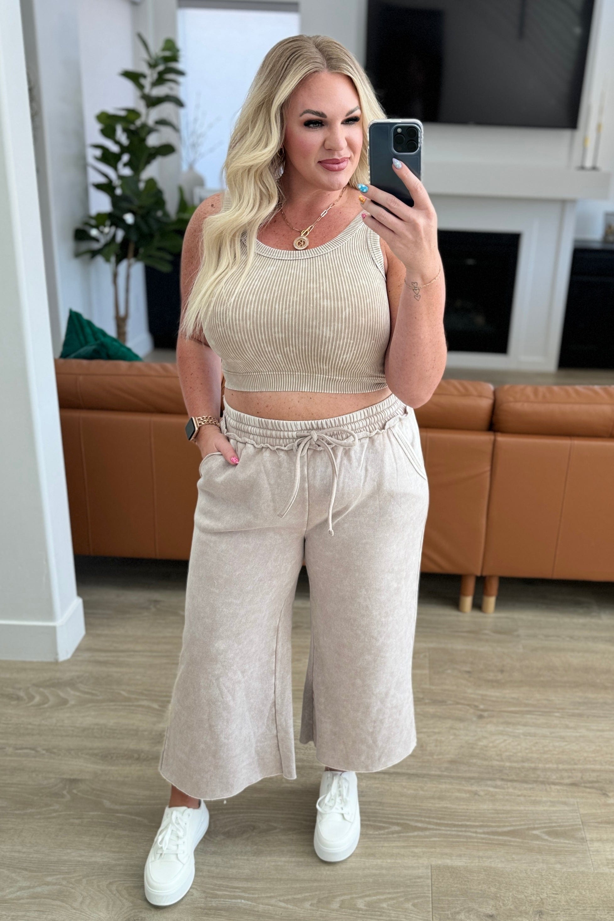 Acid Wash Wide Leg Sweatpants in Ash Mocha-Bottoms-Stay Foxy Boutique, Florissant, Missouri