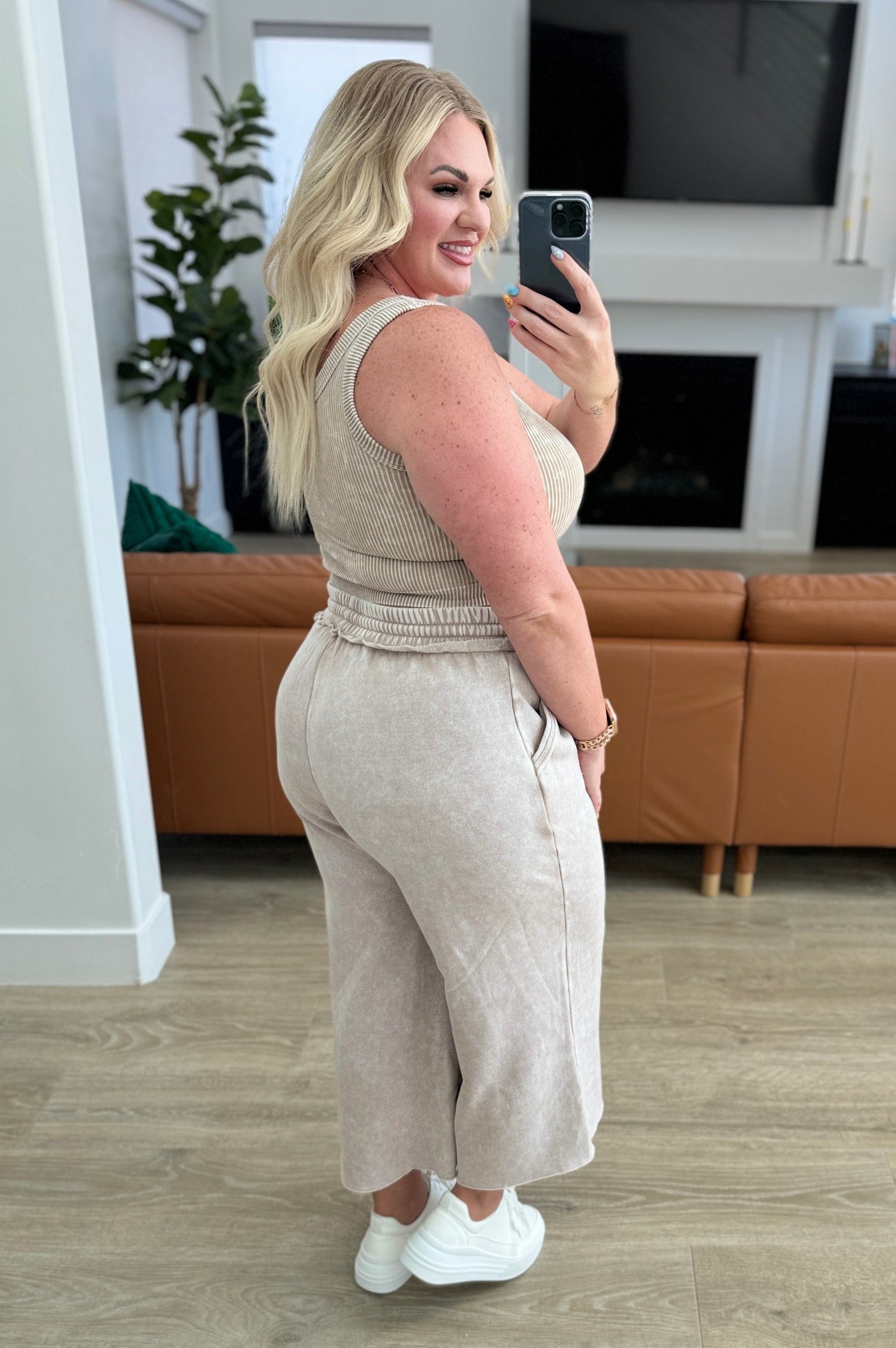 Acid Wash Wide Leg Sweatpants in Ash Mocha-Bottoms-Stay Foxy Boutique, Florissant, Missouri