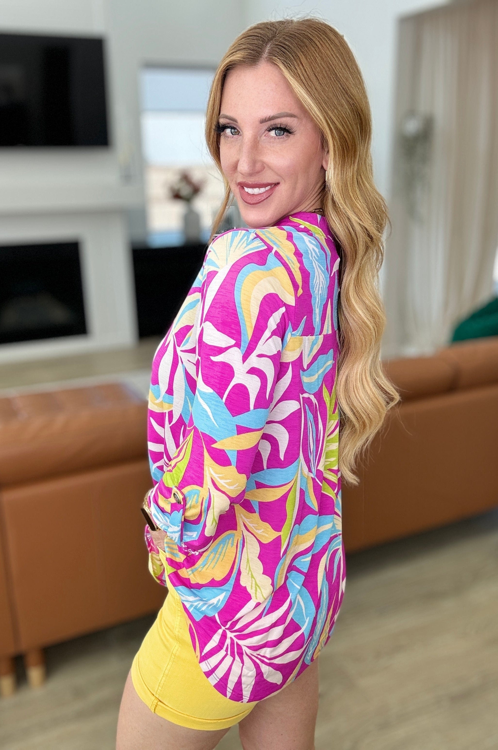 Lizzy Top in Magenta and Lime Palm-Tops-Stay Foxy Boutique, Florissant, Missouri