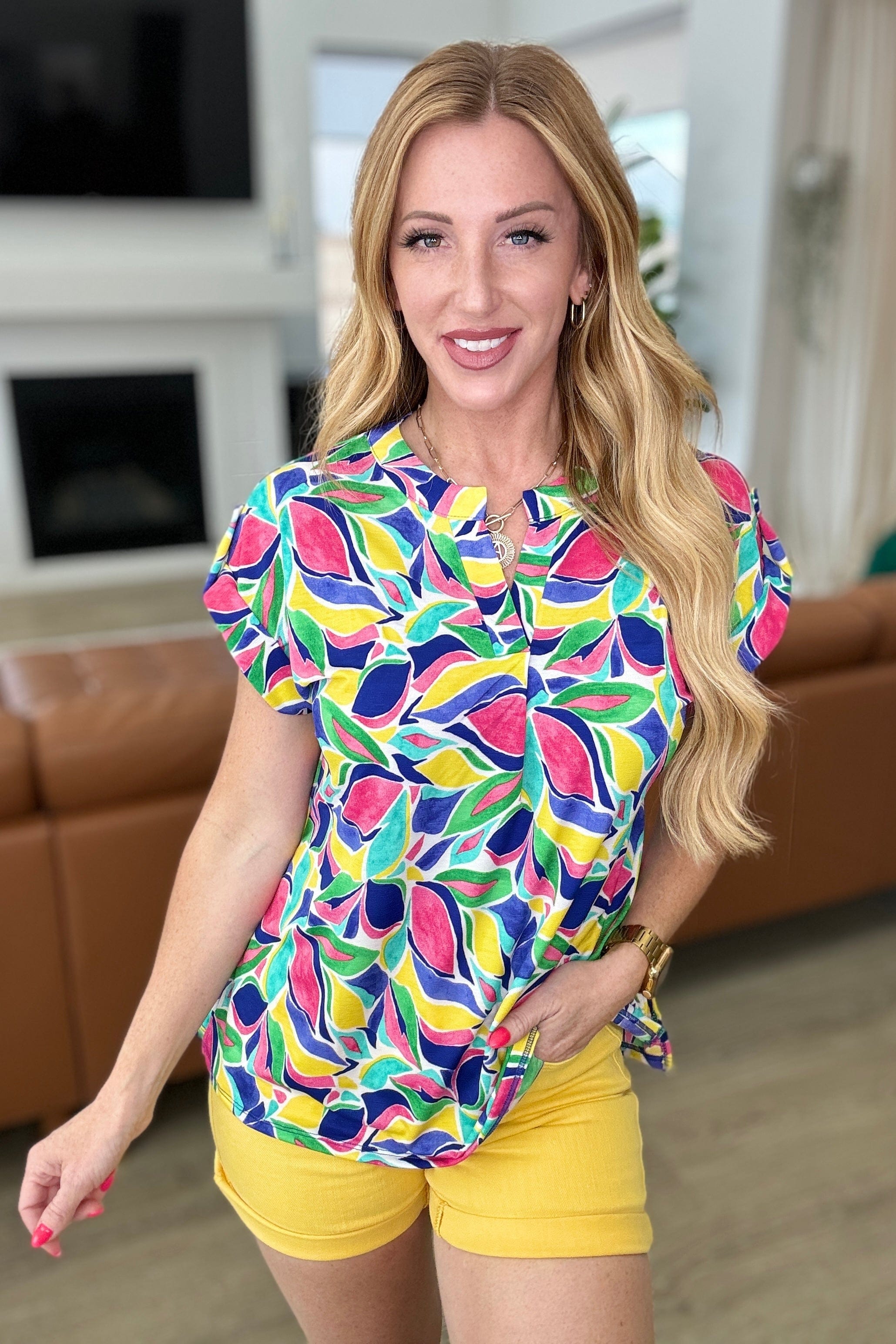 Lizzy Cap Sleeve in Royal and Magenta Mod Floral-Tops-Stay Foxy Boutique, Florissant, Missouri