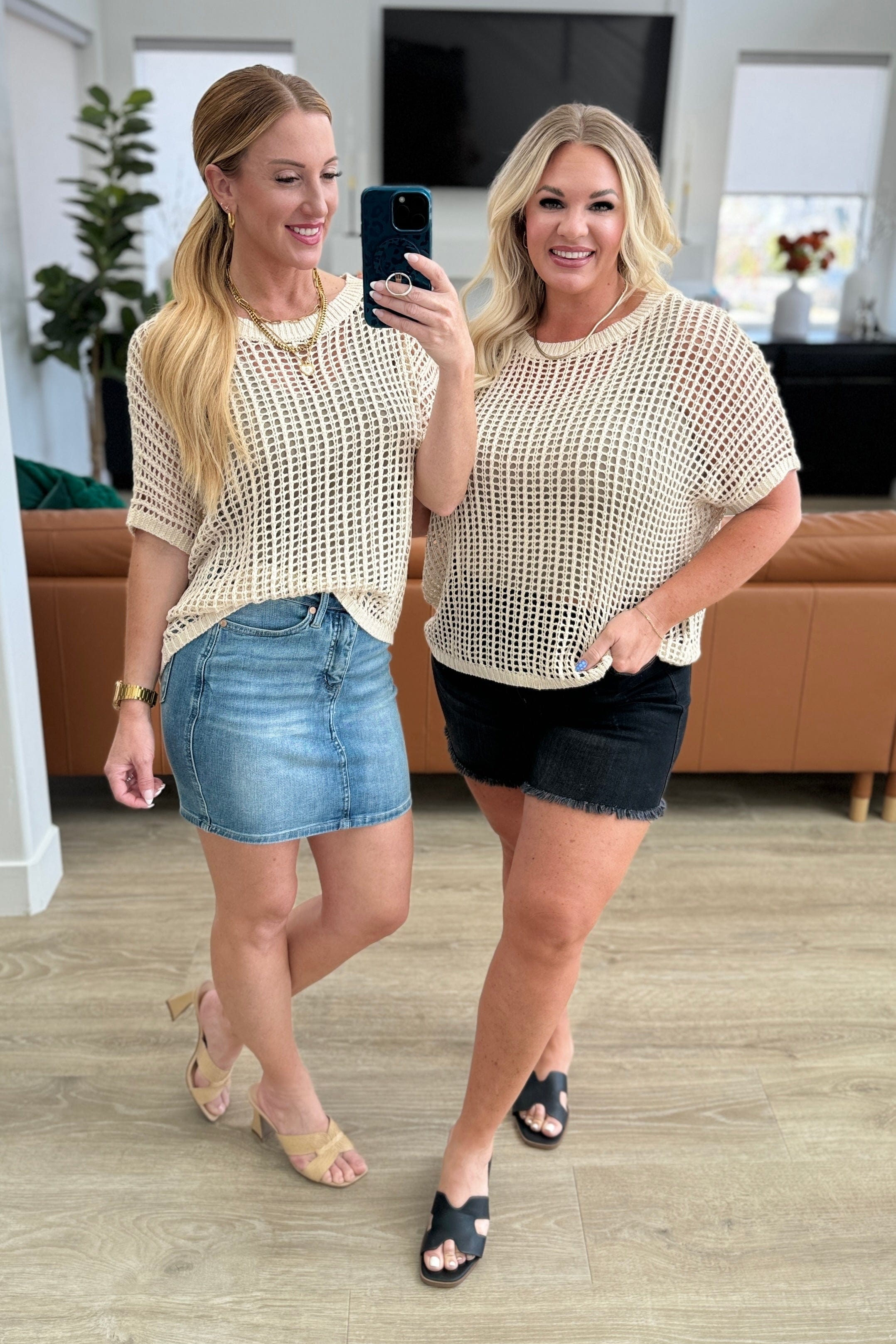 Coastal Dreams Fishnet Top in Cream-Tops-Stay Foxy Boutique, Florissant, Missouri
