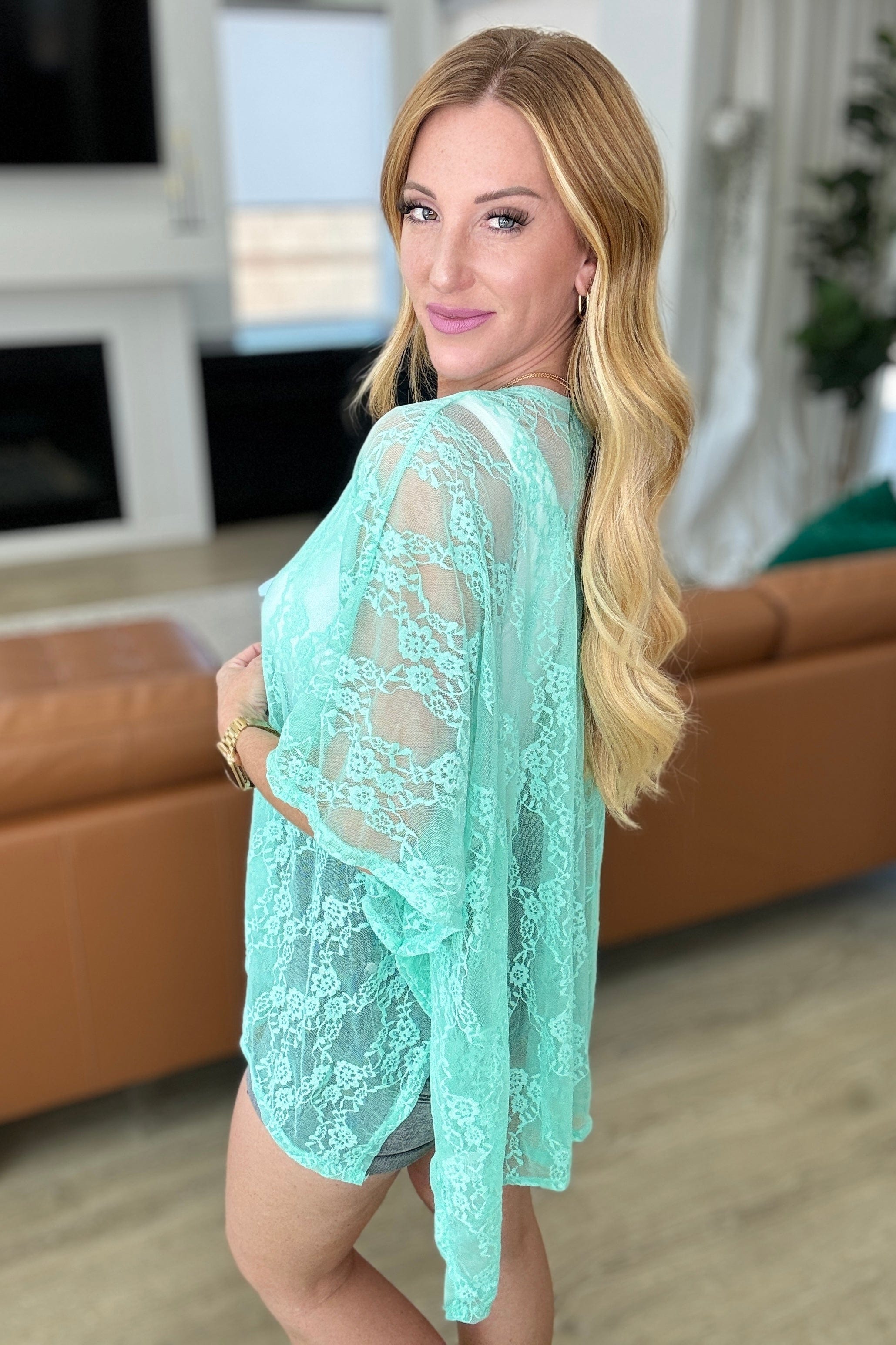 Good Days Ahead Lace Kimono In Mint-Layers-Stay Foxy Boutique, Florissant, Missouri