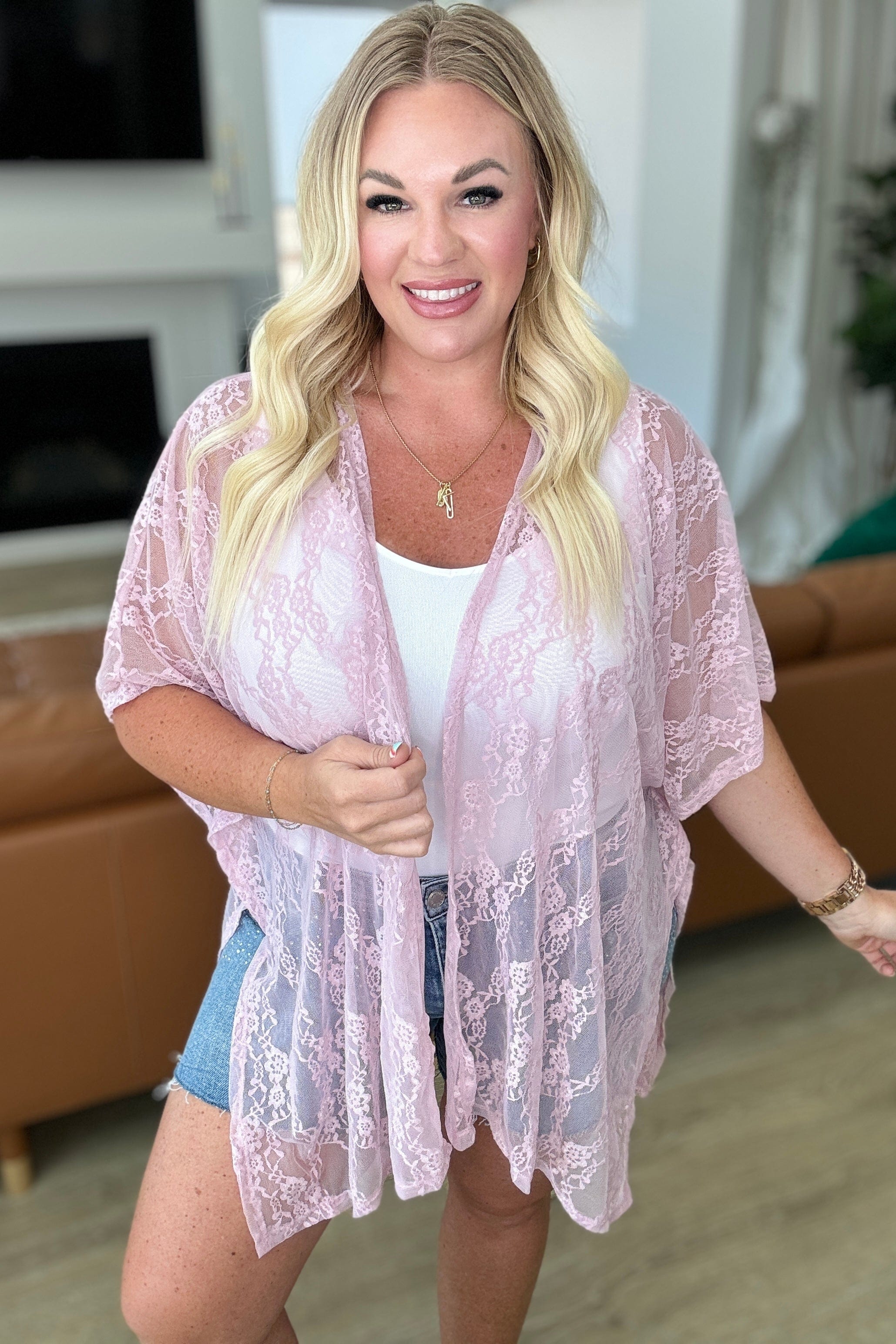 Good Days Ahead Lace Kimono In Mauve-Layers-Stay Foxy Boutique, Florissant, Missouri