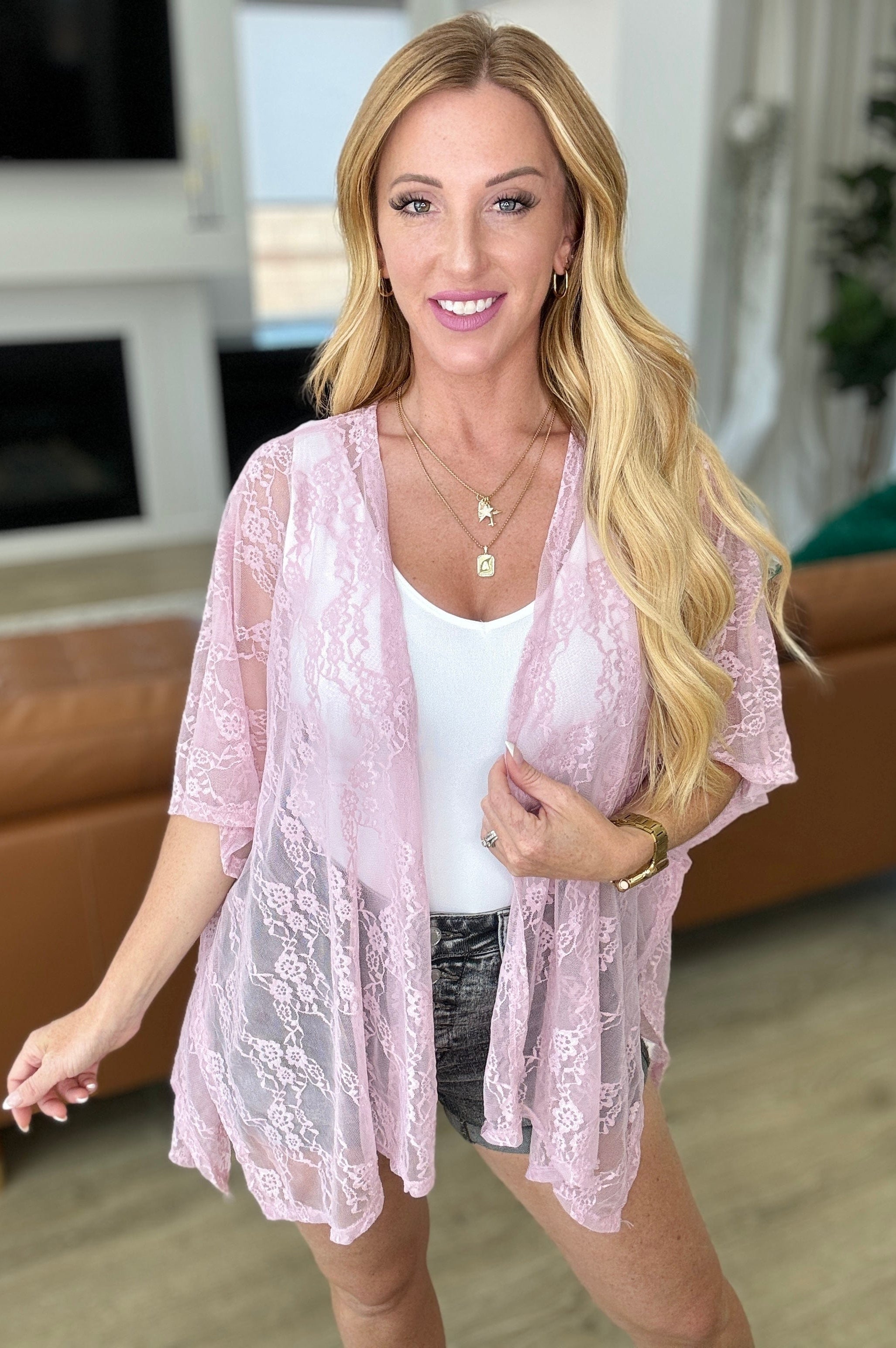 Good Days Ahead Lace Kimono In Mauve-Layers-Stay Foxy Boutique, Florissant, Missouri