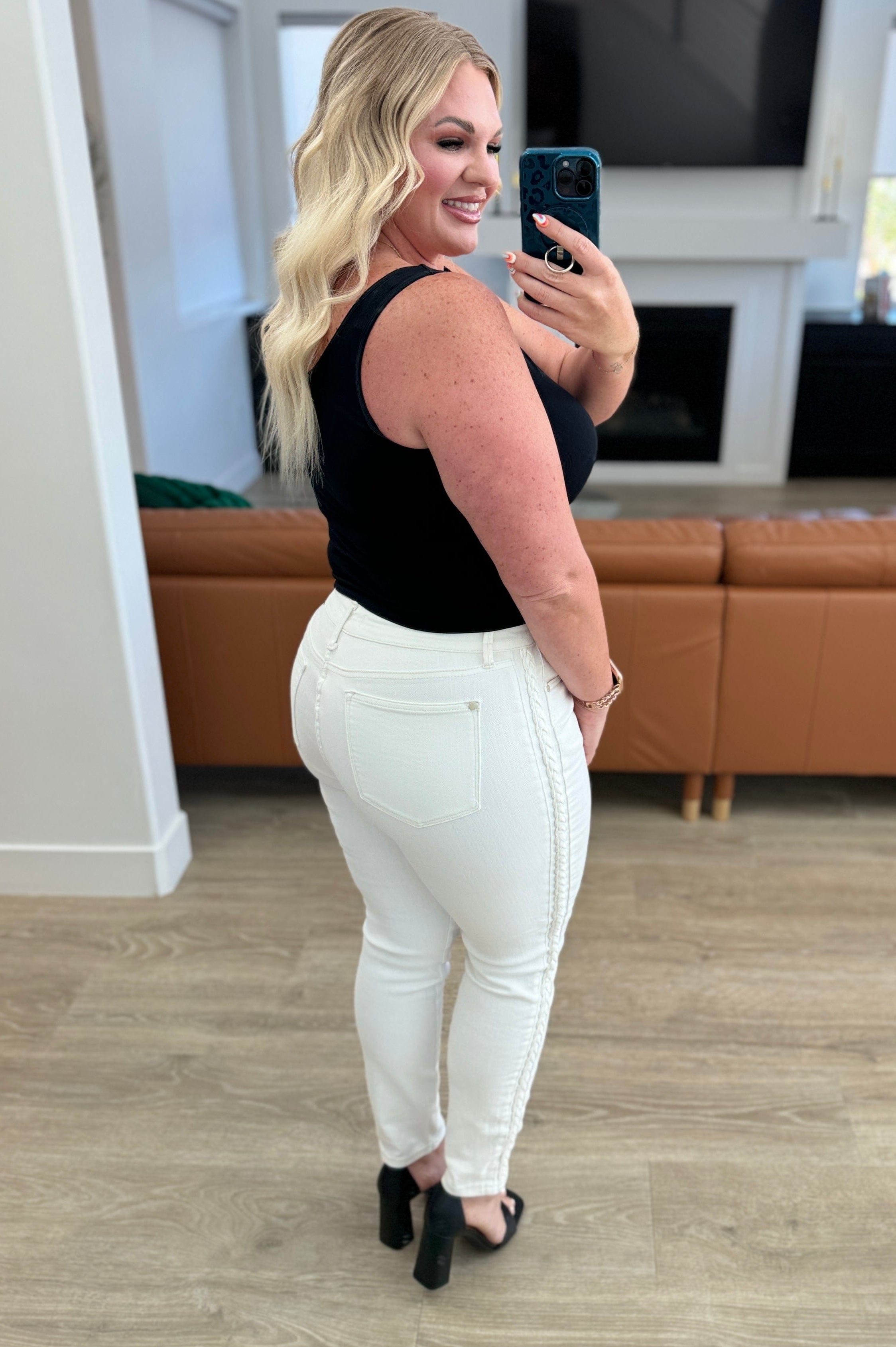 Maddie Mid Rise Braided Side Seam Relaxed Jeans-Womens-Stay Foxy Boutique, Florissant, Missouri